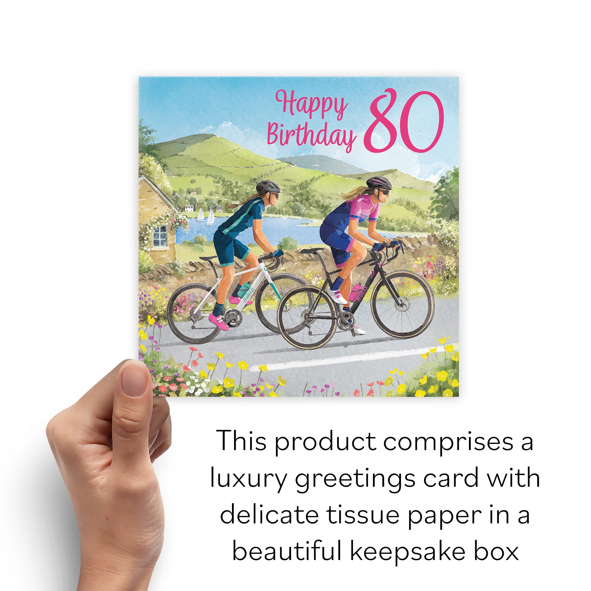 Boxed Cycling Female 80th Birthday Card Milo's Gallery - Default Title (B0D5YW3T3N)