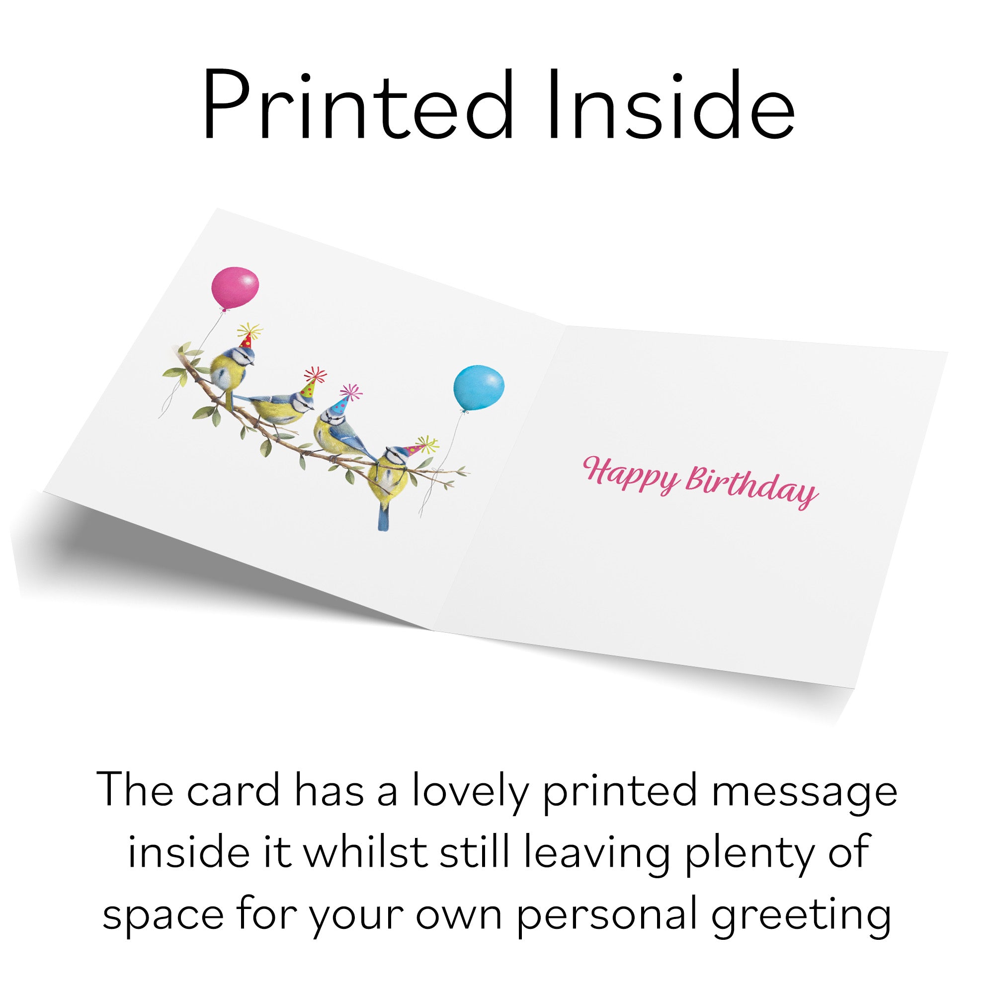 Boxed Blue Tits Birthday Card Gold Foil Milo's Gallery - Default Title (B0D5YW6Y65)