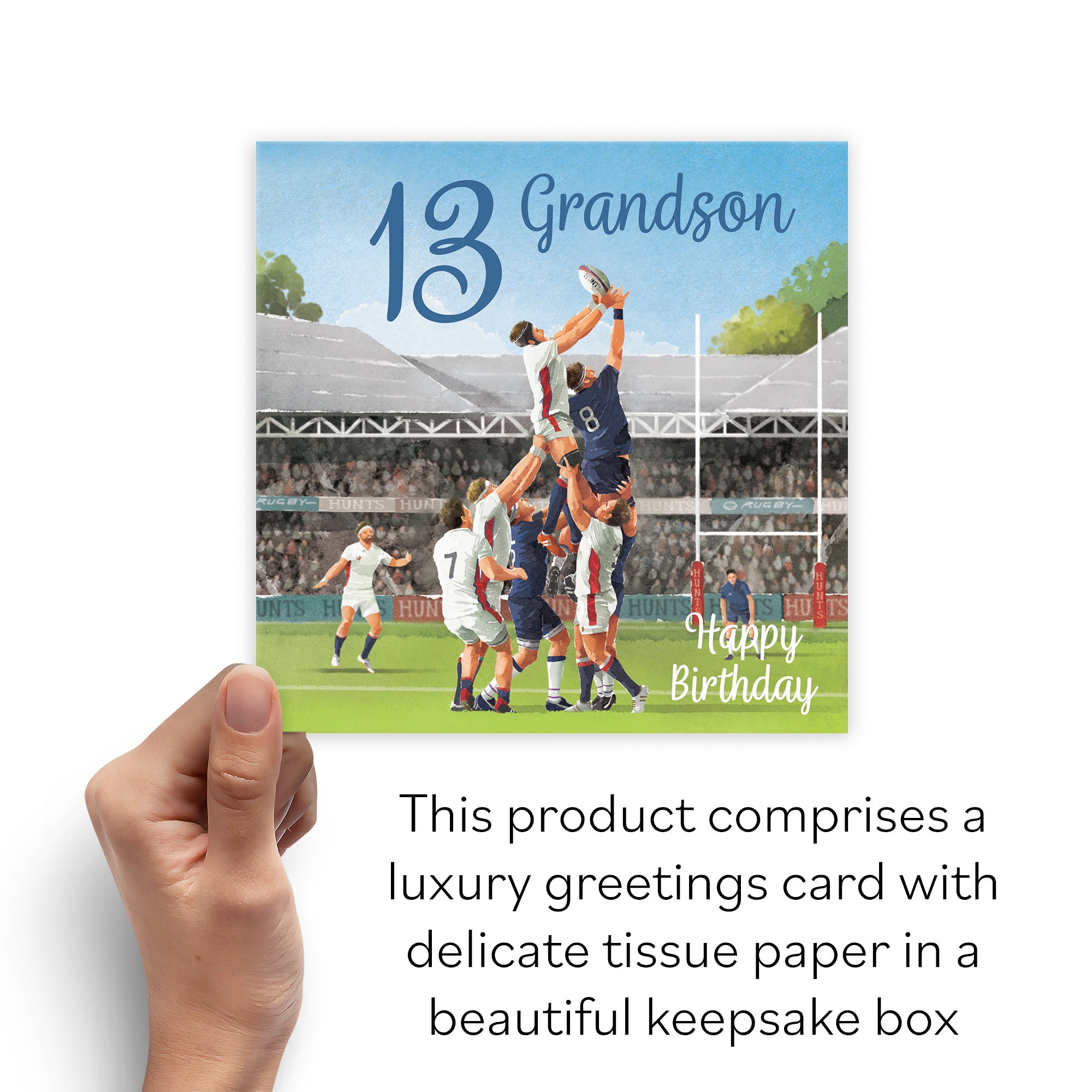 Boxed 13th Grandson Rugby Birthday Card Milo's Gallery - Default Title (B0D5YWCYNK)