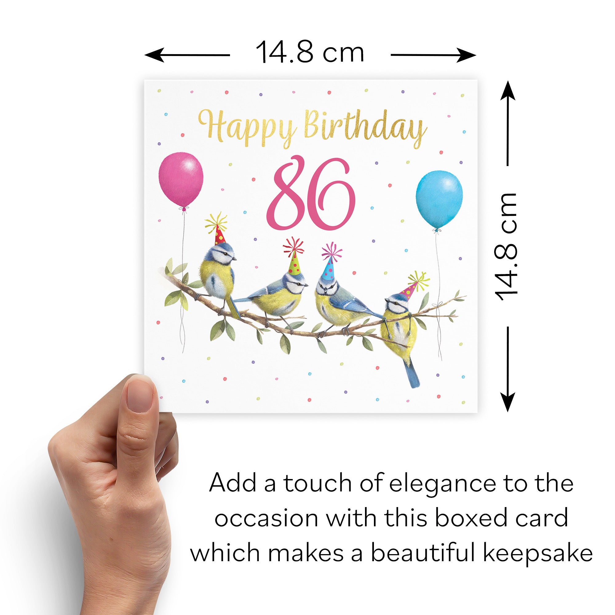 Boxed Blue Tits 86th Birthday Card Gold Foil Milo's Gallery - Default Title (B0D5YWFNFY)