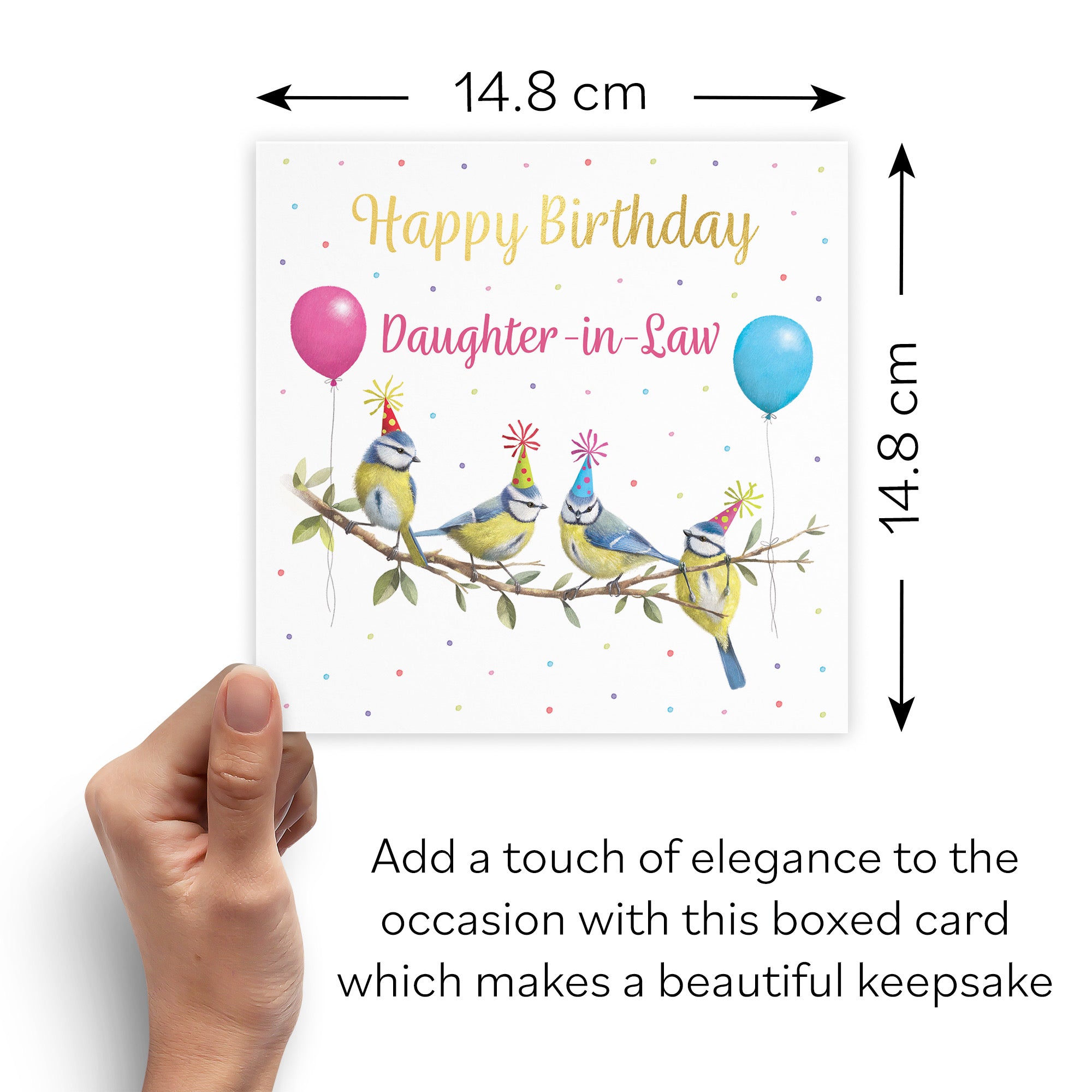 Boxed Daughter In Law Blue Tits Birthday Card Gold Foil Milo's Gallery - Default Title (B0D5YWFTGD)