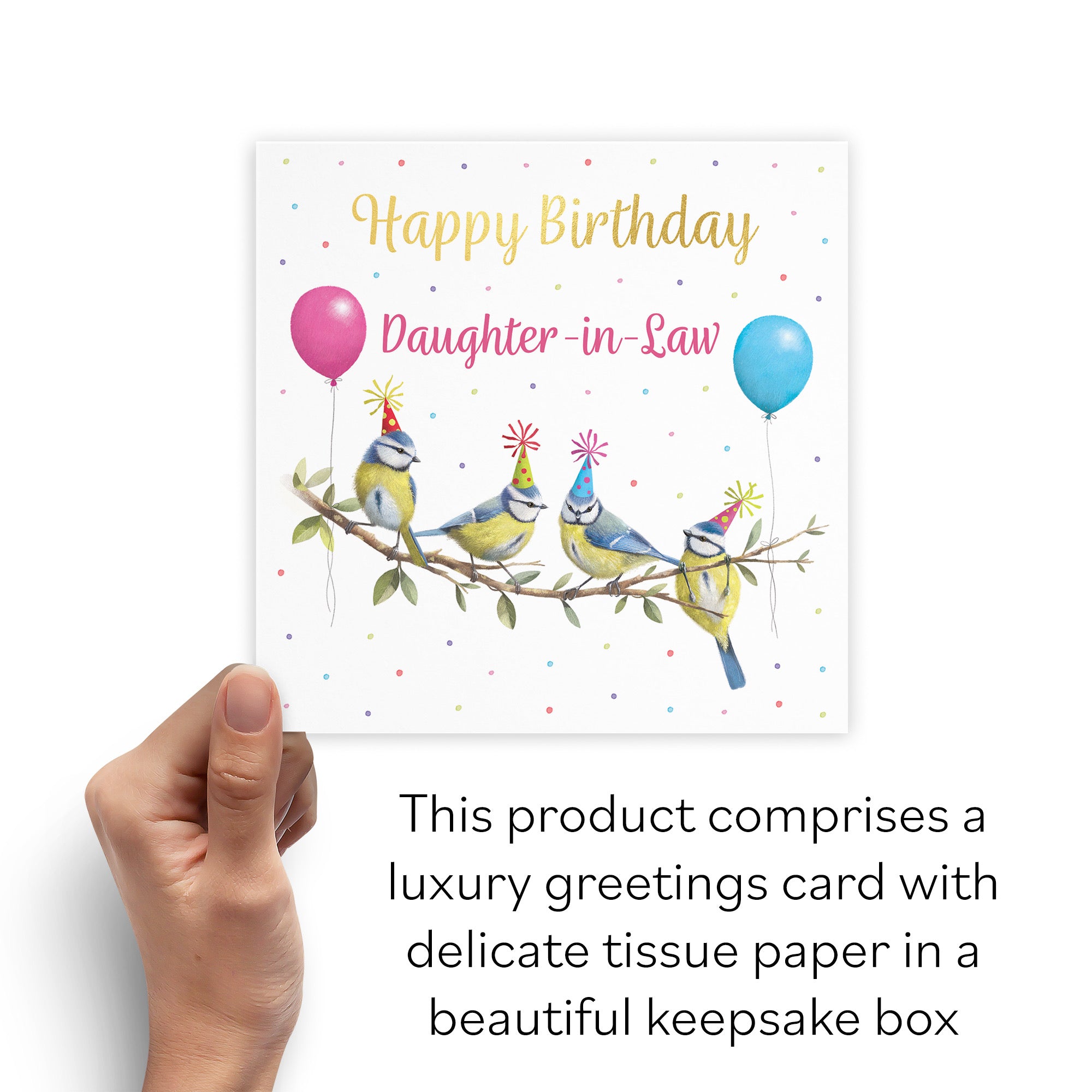 Boxed Daughter In Law Blue Tits Birthday Card Gold Foil Milo's Gallery - Default Title (B0D5YWFTGD)