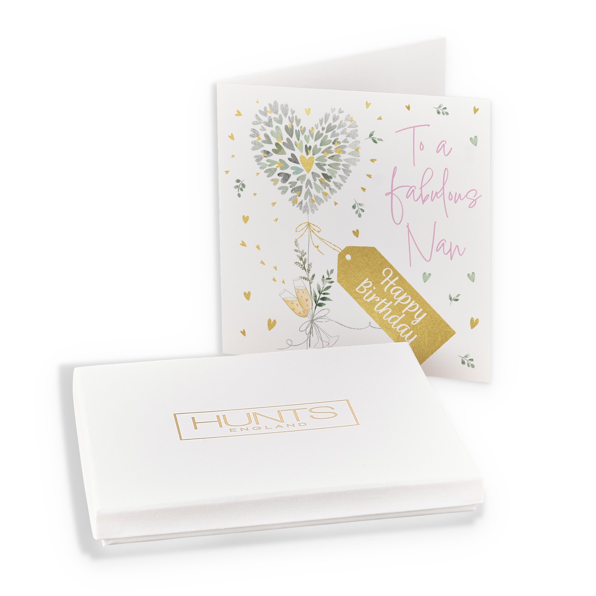 Boxed Nan Contemporary Hearts Birthday Card Gold Foil Milo's Gallery - Default Title (B0D5YWKT7T)