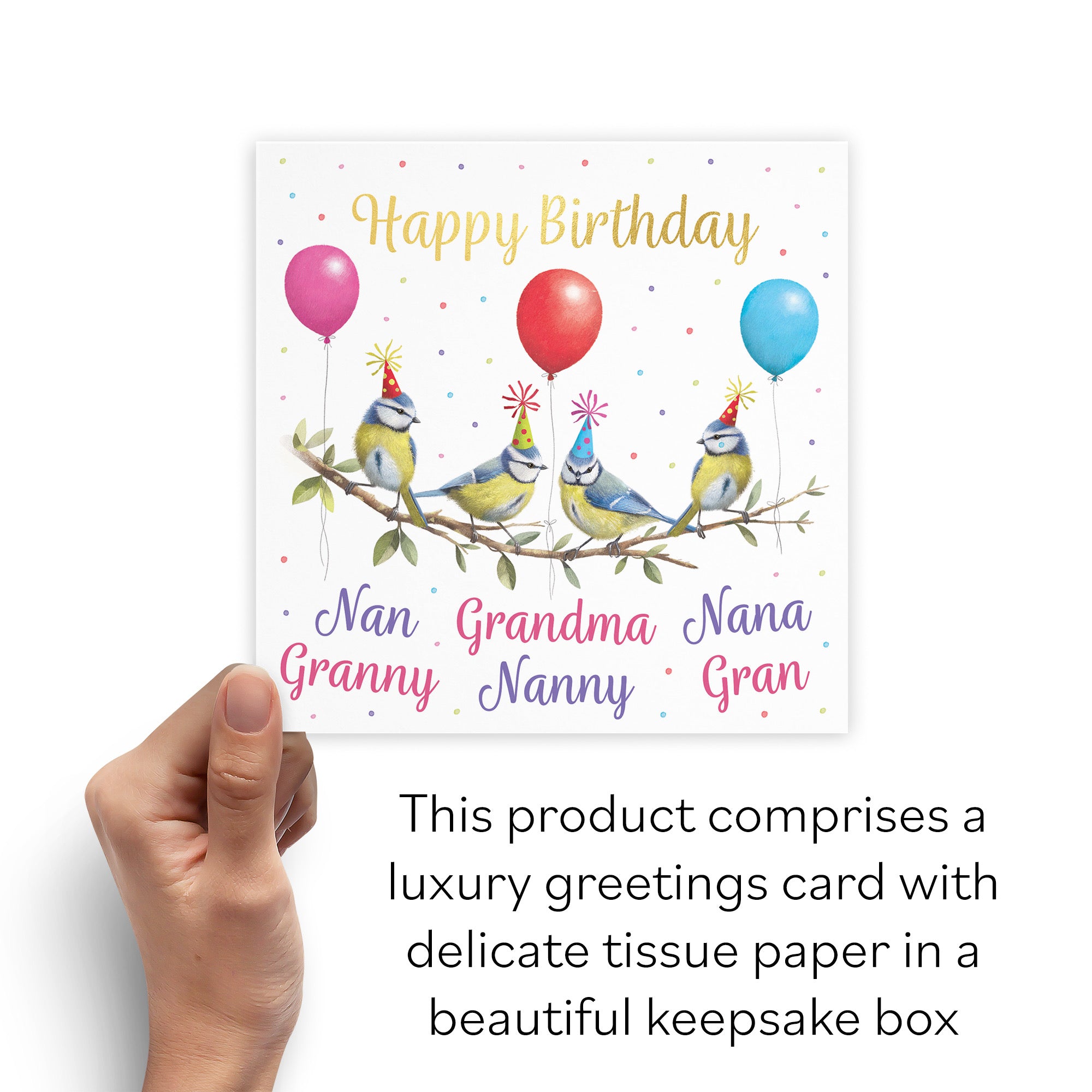 Boxed Multi Name Grandma Birthday Card Gold Foil Milo's Gallery - Default Title (B0D5YWM698)