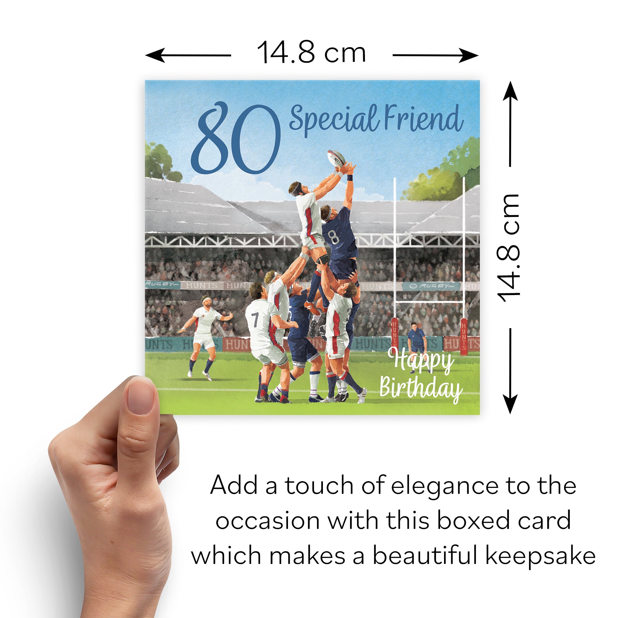 Boxed 80th Friend Rugby Birthday Card Milo's Gallery - Default Title (B0D5YWMFZ5)