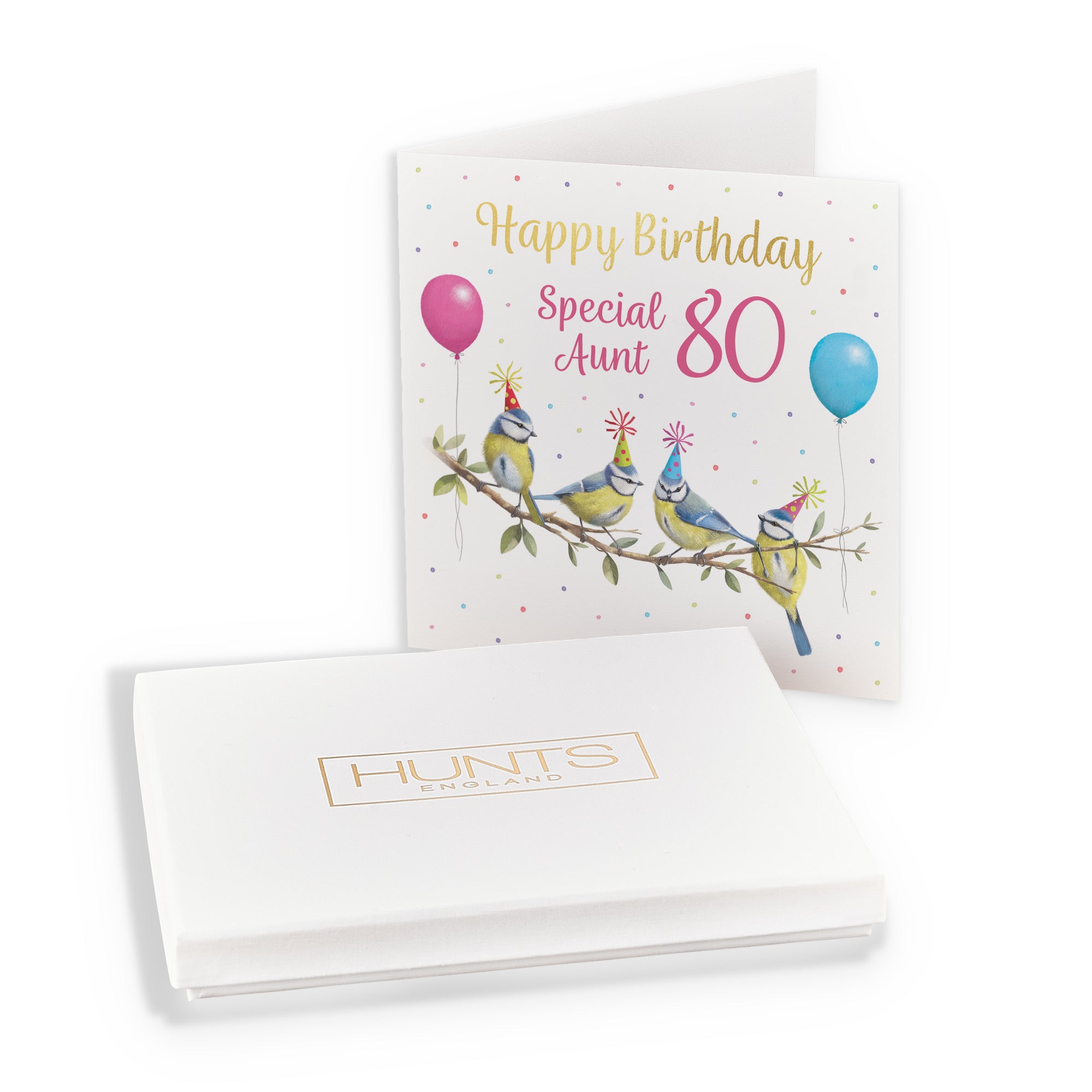 Boxed 80th Aunt Blue Tits Birthday Card Gold Foil Milo's Gallery - Default Title (B0D5YX28V3)