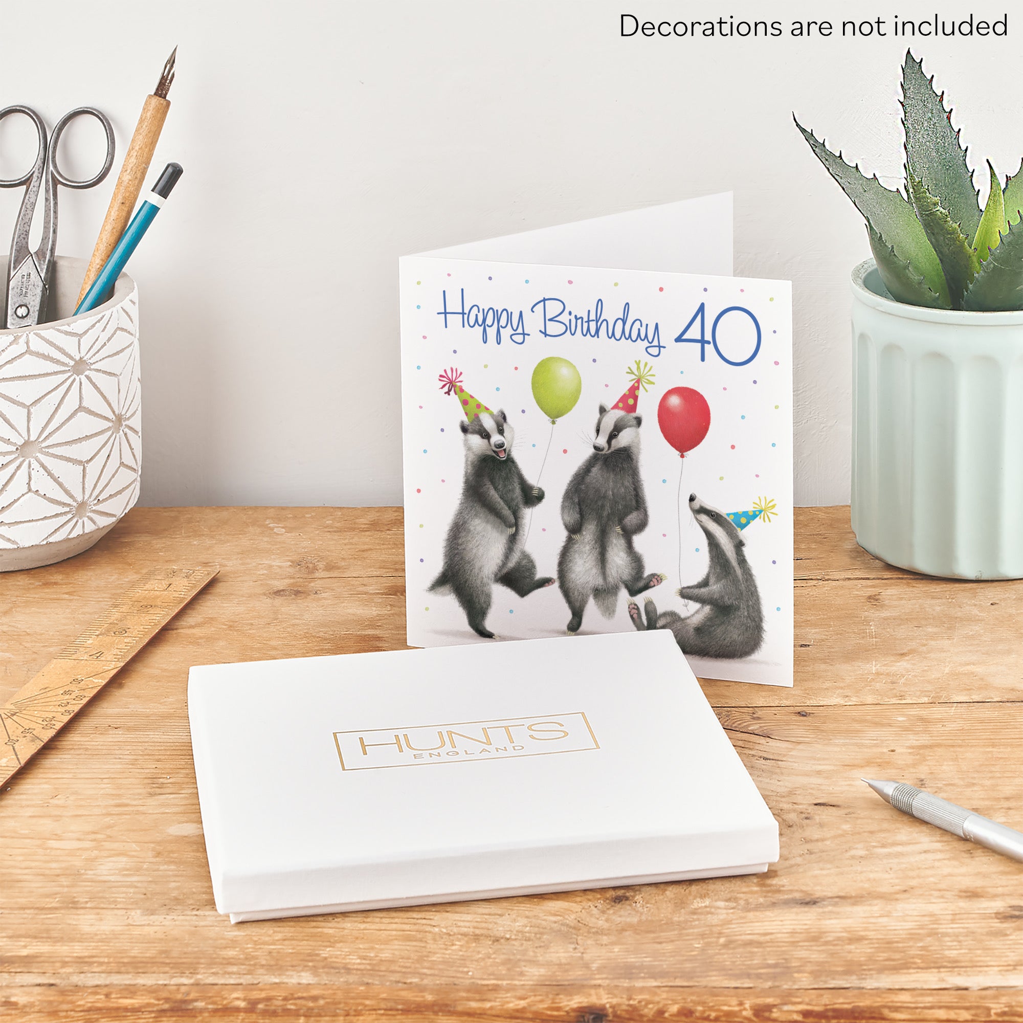 Boxed Badgers 40th Birthday Card Milo's Gallery - Default Title (B0D5YX447W)