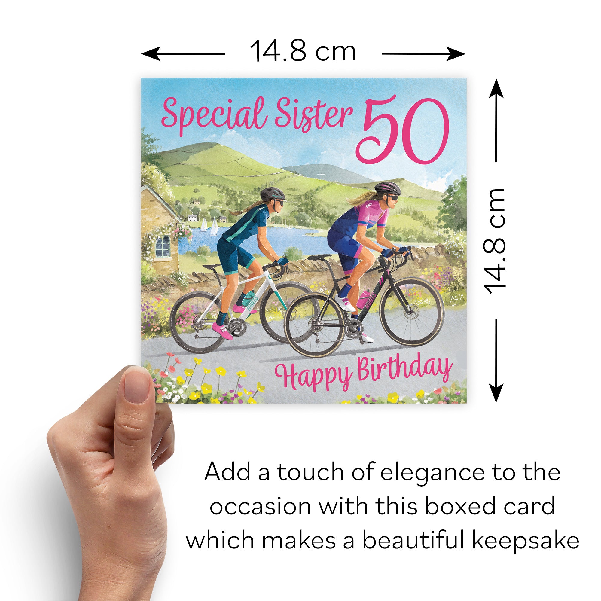 Boxed 50th Sister Cycling Birthday Card Milo's Gallery - Default Title (B0D5YX5HCY)