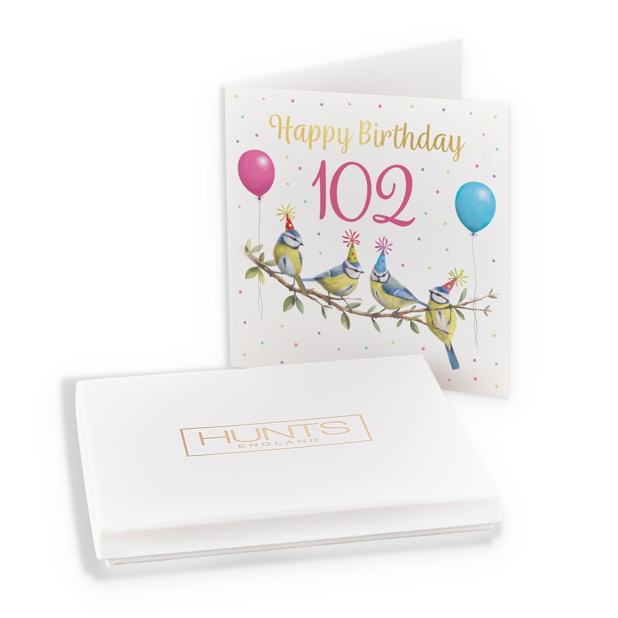 Boxed Blue Tits 102nd Birthday Card Gold Foil Milo's Gallery - Default Title (B0D5YX7FLM)