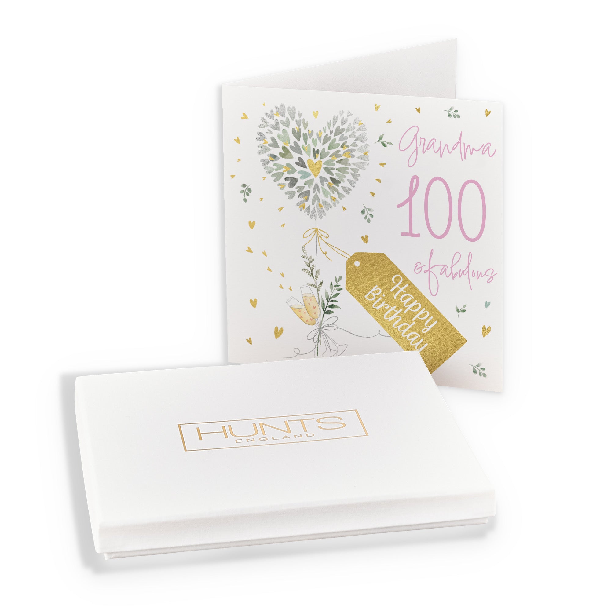 Boxed 100th Grandma Contemporary Hearts Birthday Card Gold Foil Milo's Gallery - Default Title (B0D5YX9JRL)