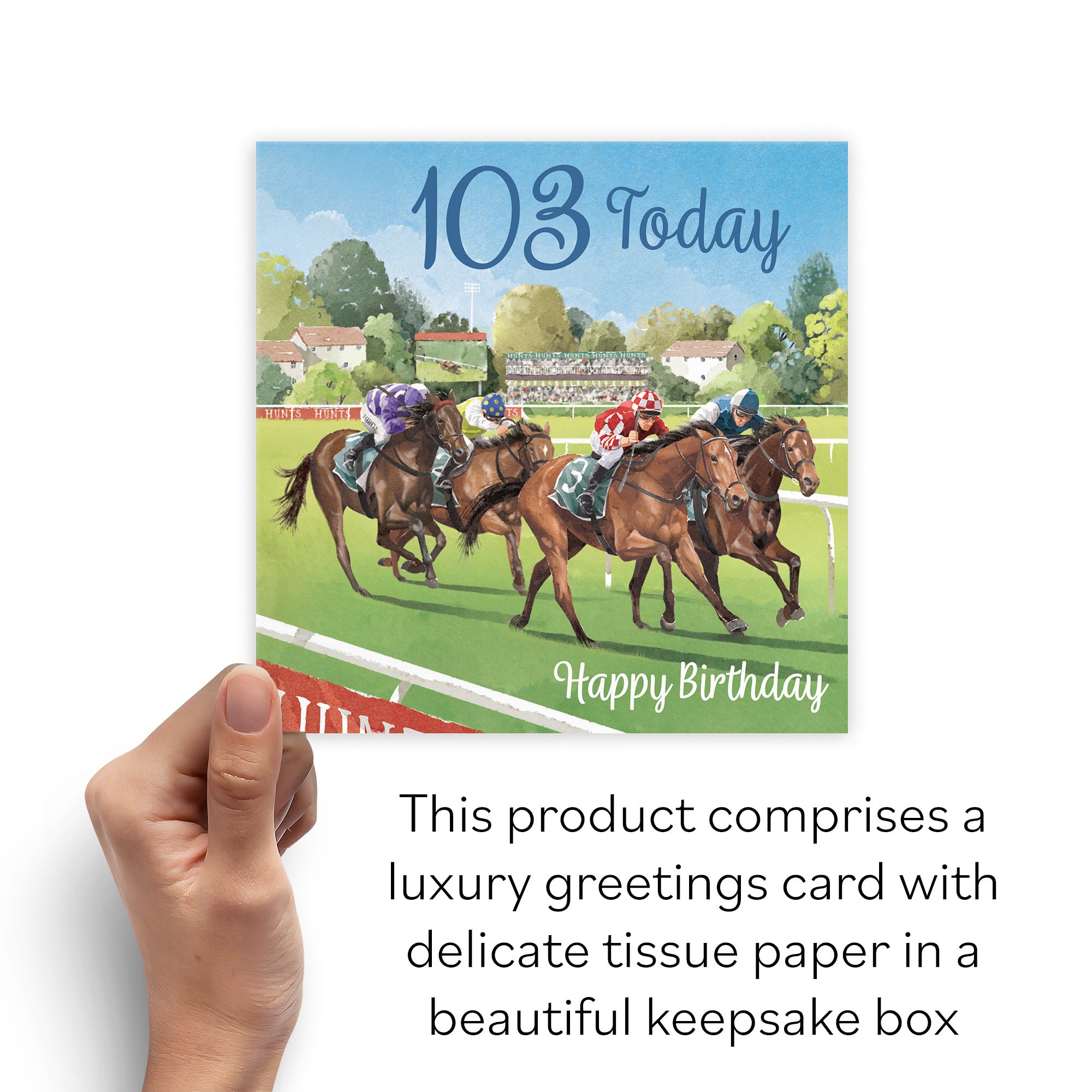 Boxed Horse Racing 103rd Birthday Card Milo's Gallery - Default Title (B0D5YXMJPG)