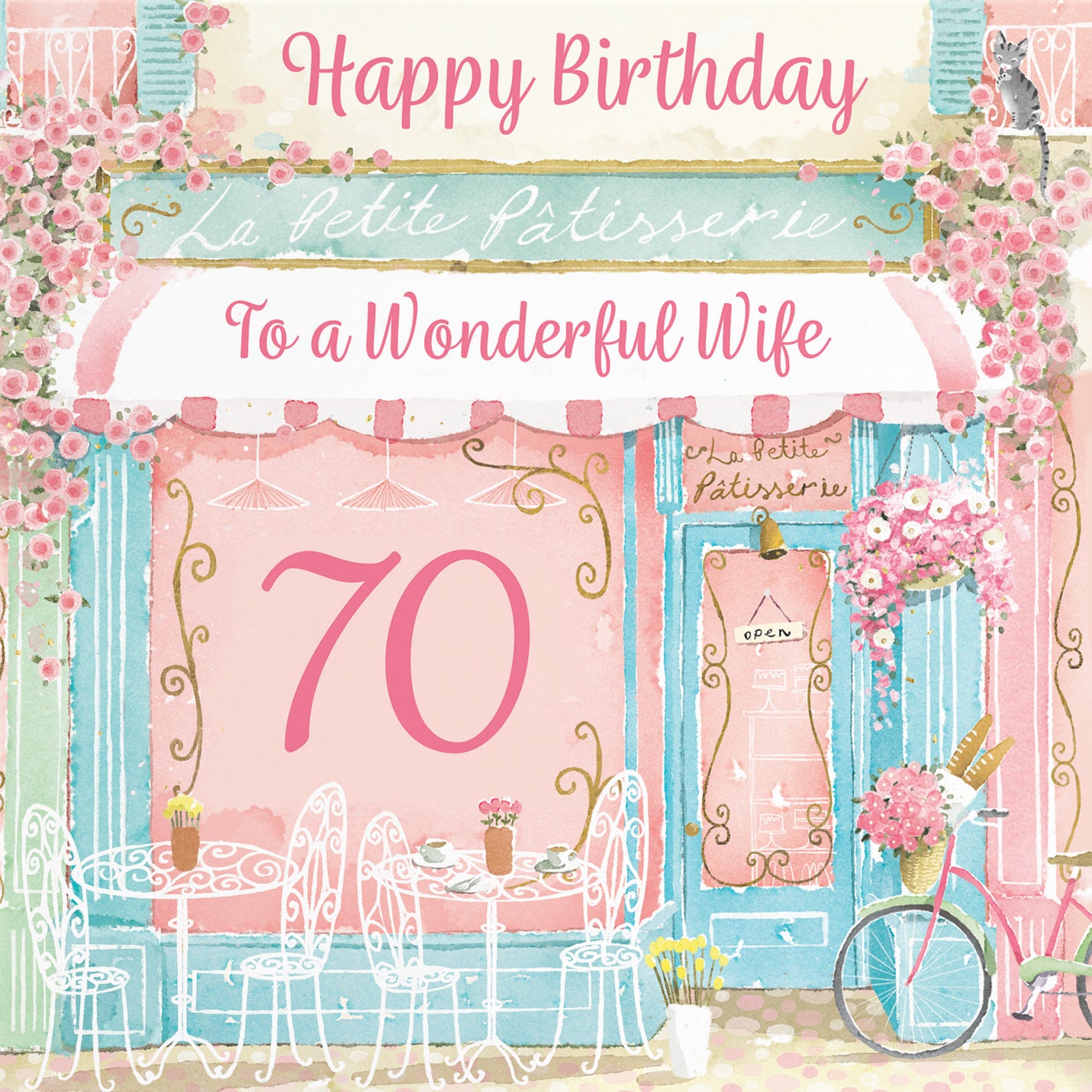 70th Wife La Petite Patisserie Birthday Card Milo's Gallery - Default Title (B0DFMTVXG8)