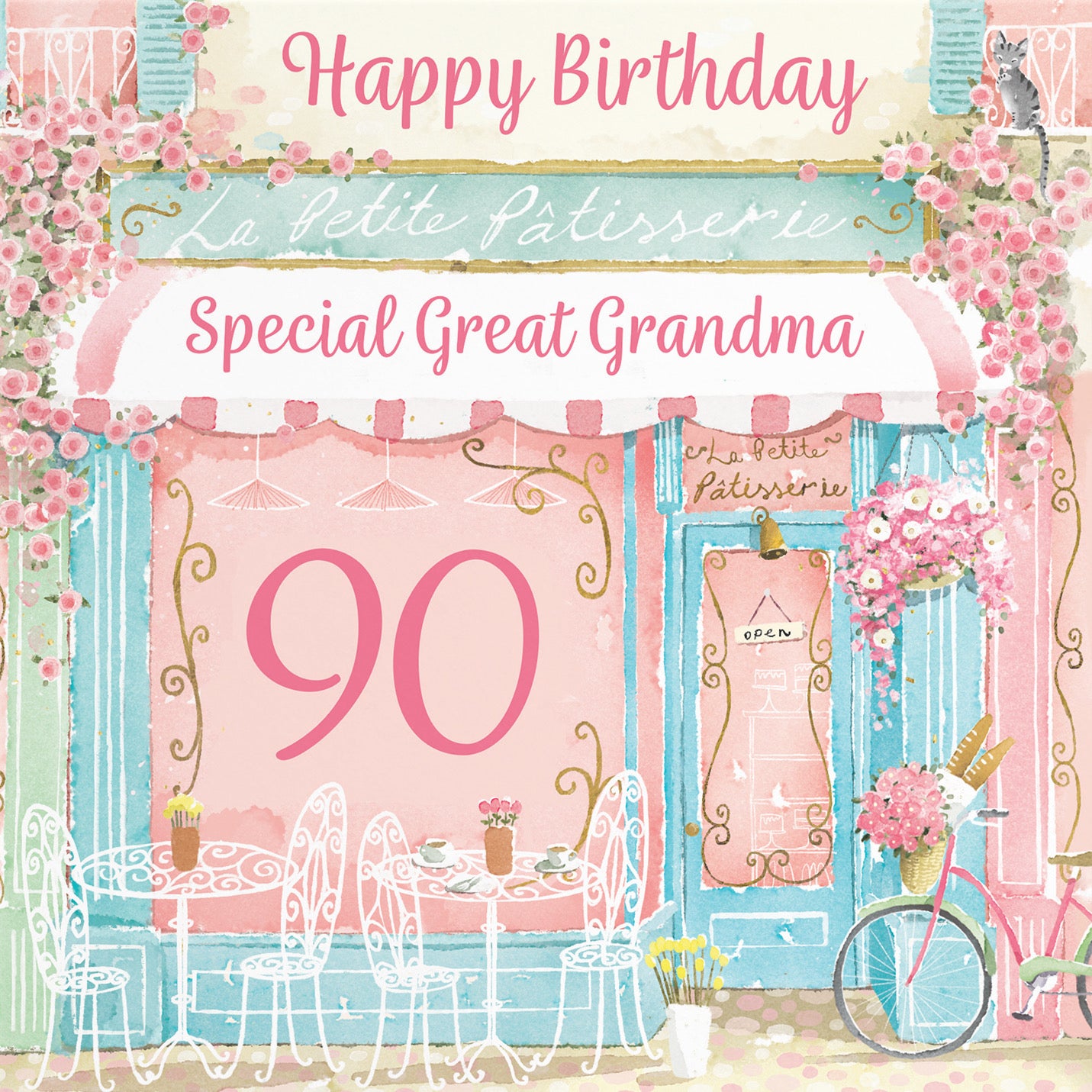 90th Great Grandma La Petite Patisserie Birthday Card Milo's Gallery - Default Title (B0DFMXRP3F)