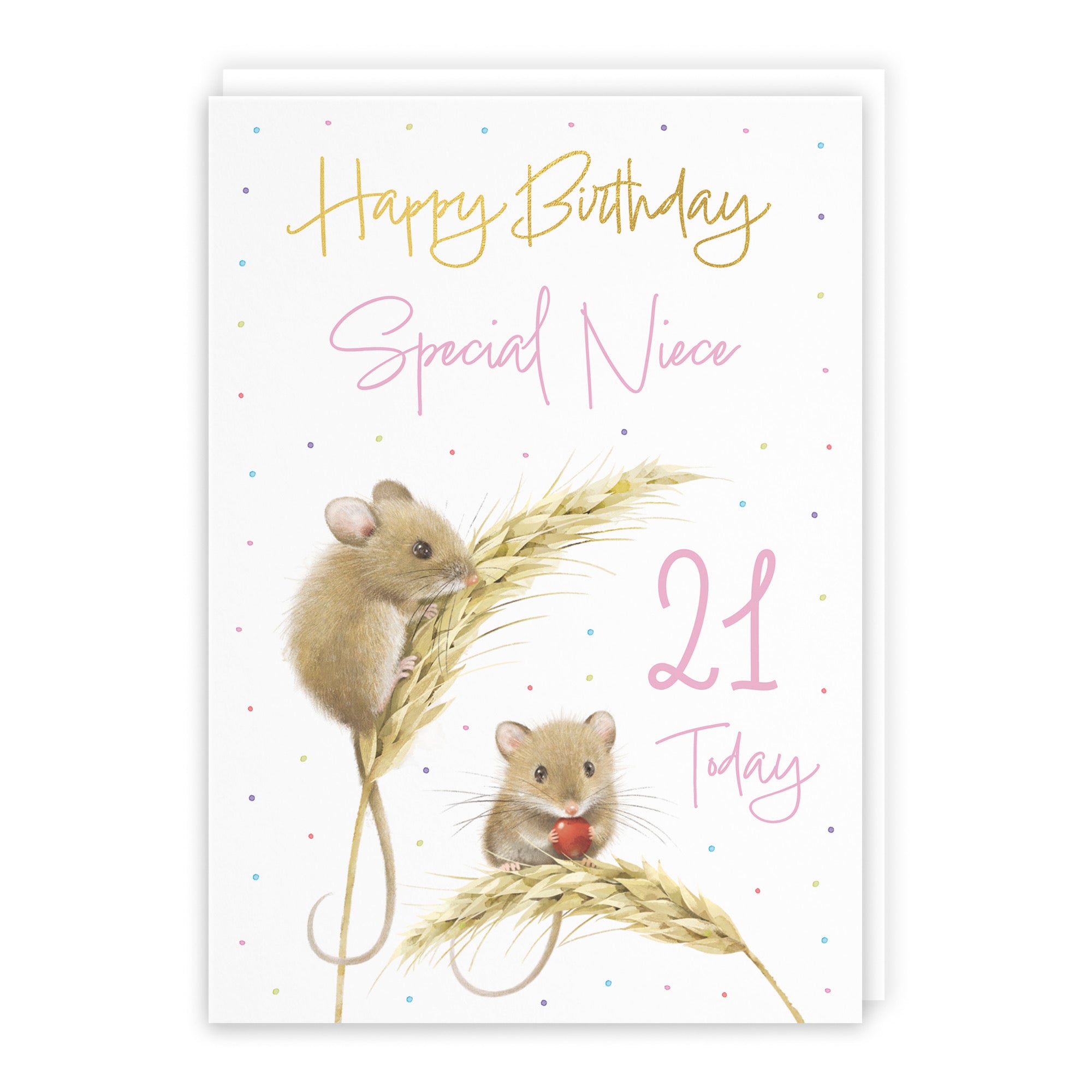 21st Niece Gold Foil Birthday Card Harvest Mice Milo's Gallery - Default Title (B0DG32WGKG)