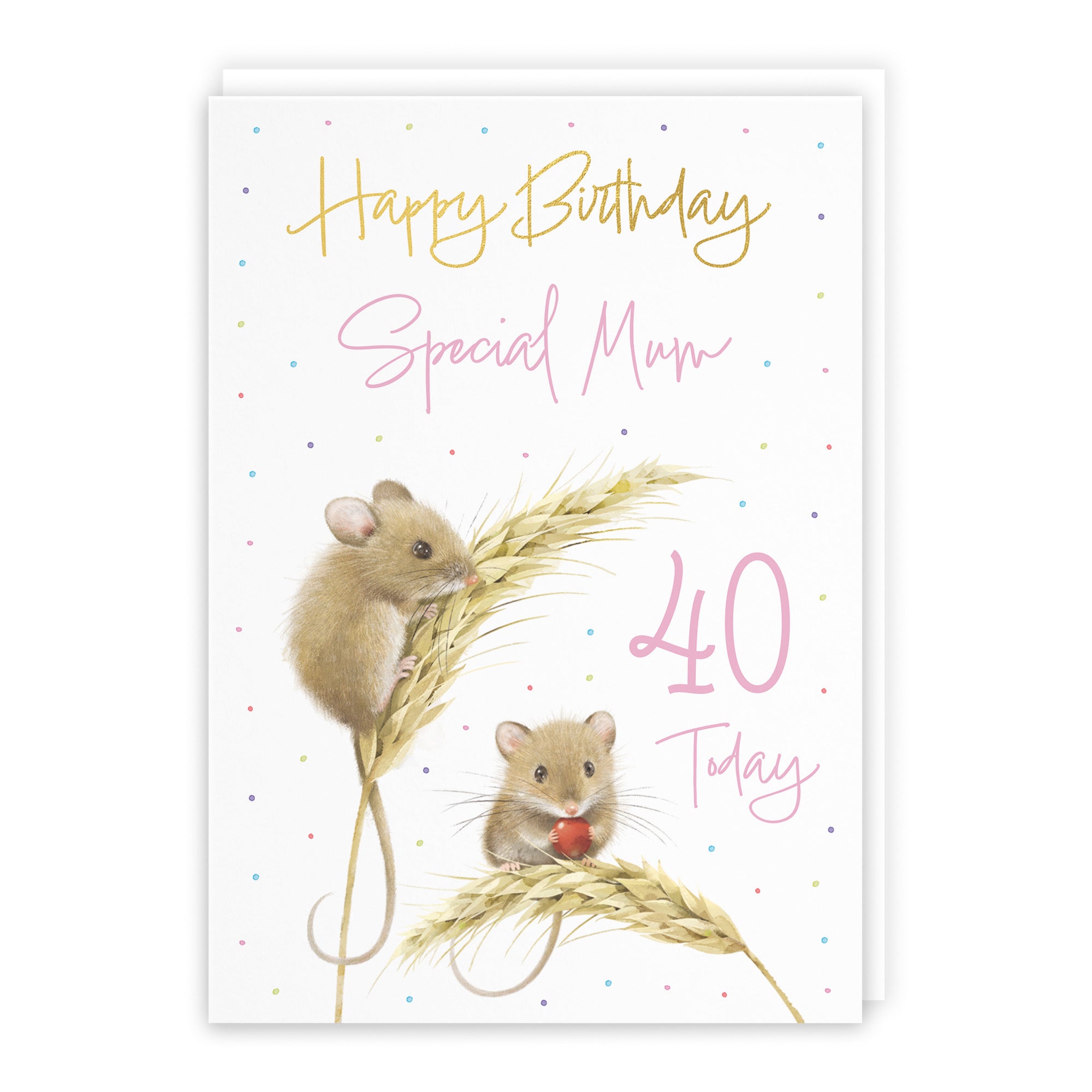 40th Mum Gold Foil Birthday Card Harvest Mice Milo's Gallery - Default Title (B0DG331GN5)