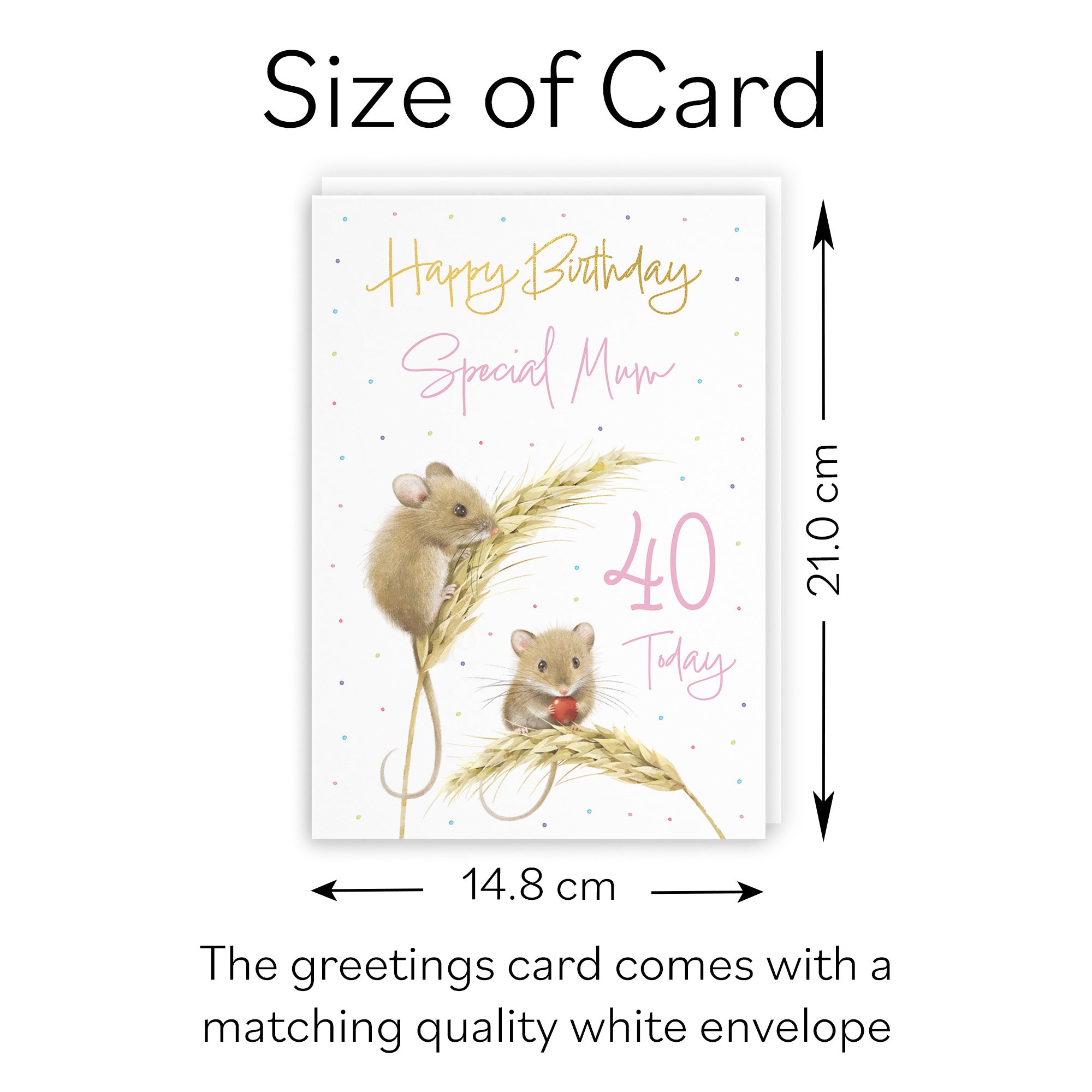 40th Mum Gold Foil Birthday Card Harvest Mice Milo's Gallery - Default Title (B0DG331GN5)