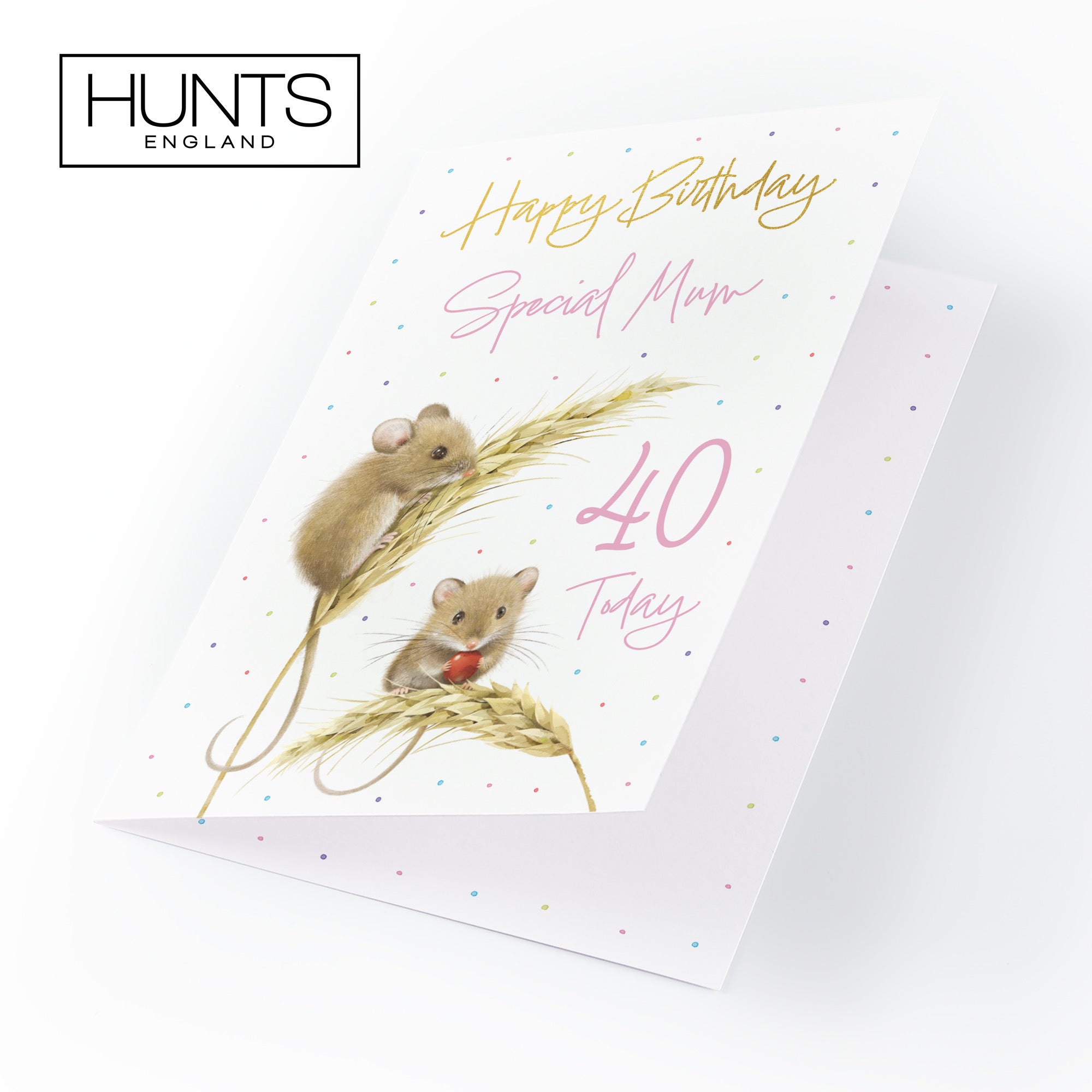 40th Mum Gold Foil Birthday Card Harvest Mice Milo's Gallery - Default Title (B0DG331GN5)