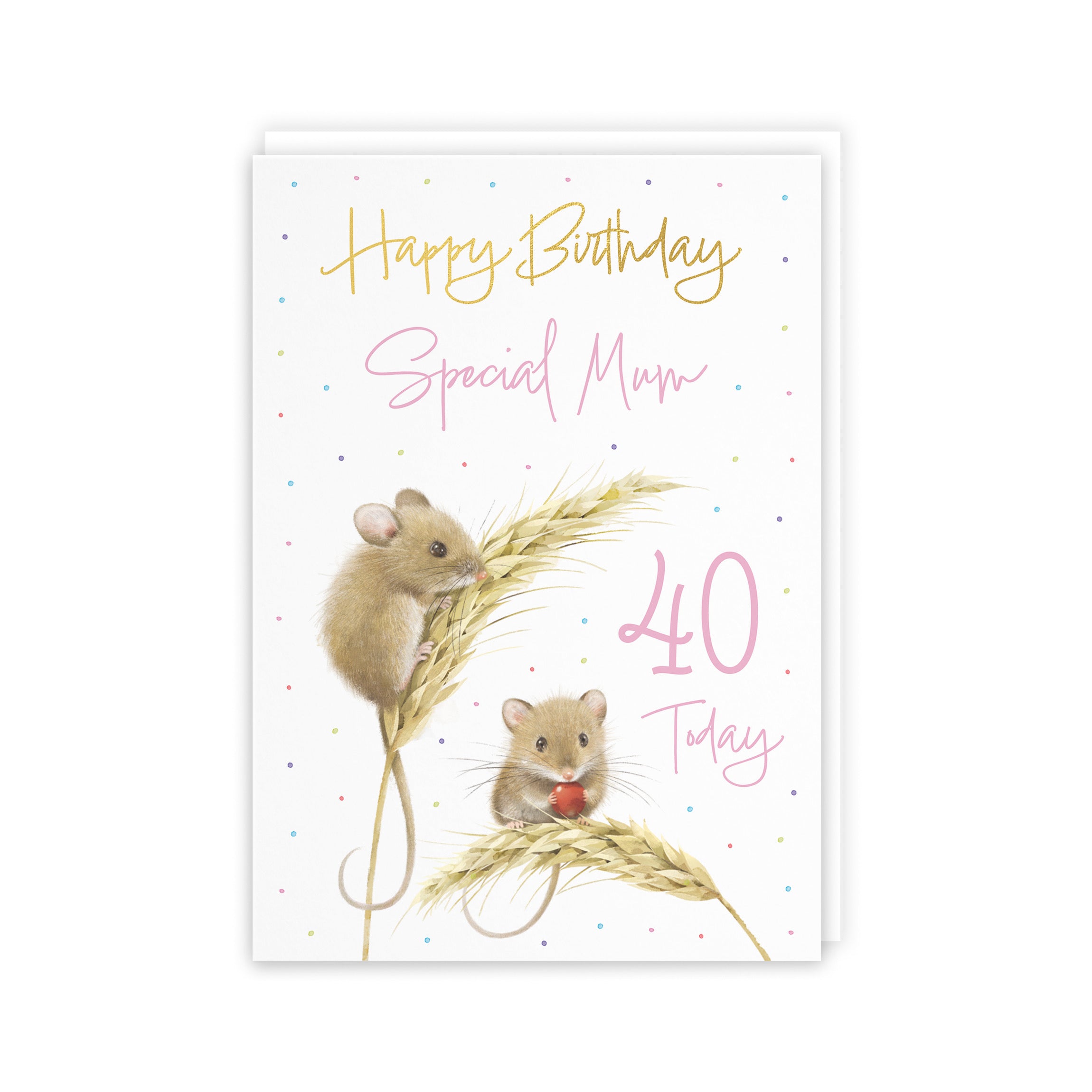 40th Mum Gold Foil Birthday Card Harvest Mice Milo's Gallery - Default Title (B0DG331GN5)