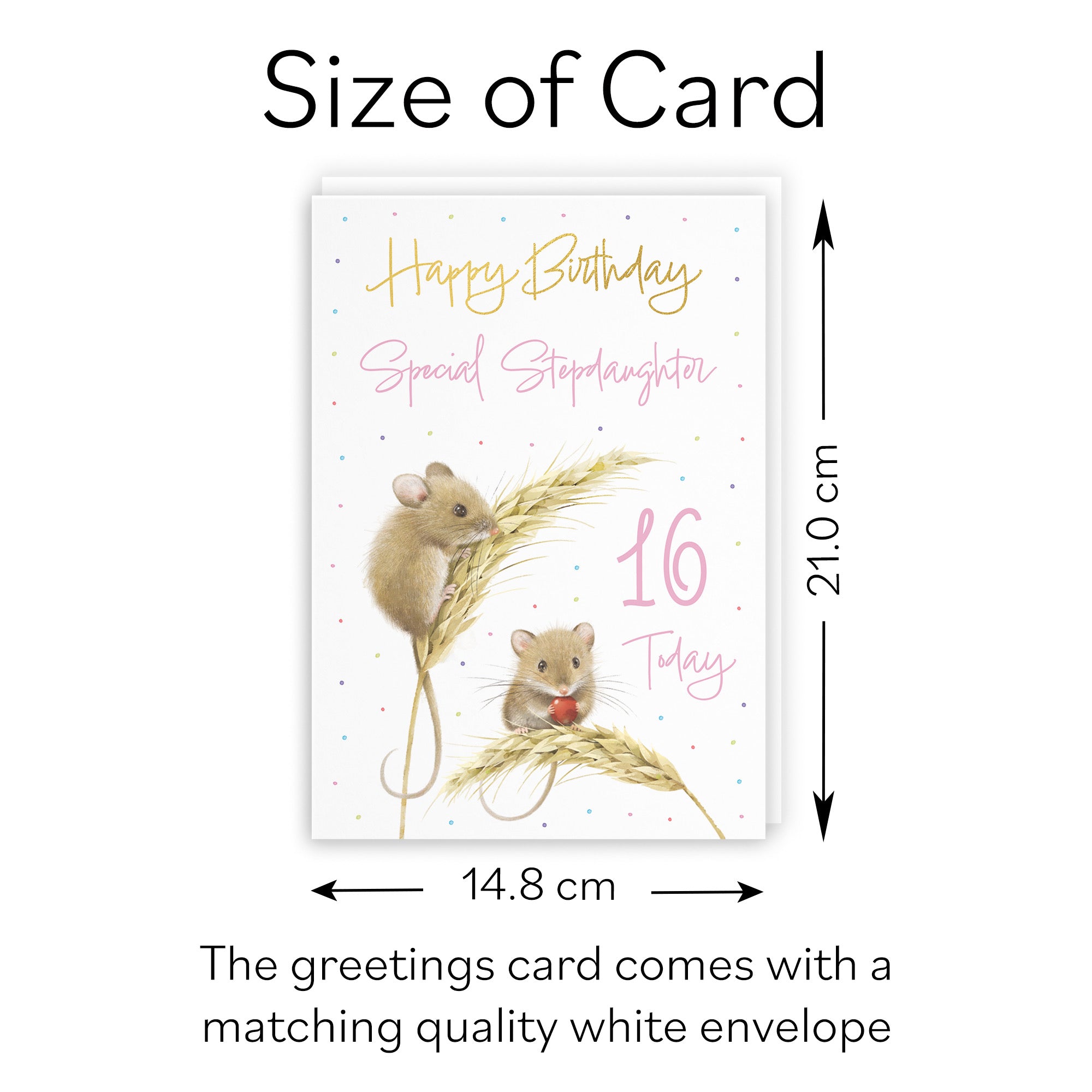 16th Stepdaughter Gold Foil Birthday Card Harvest Mice Milo's Gallery - Default Title (B0DG337VNL)