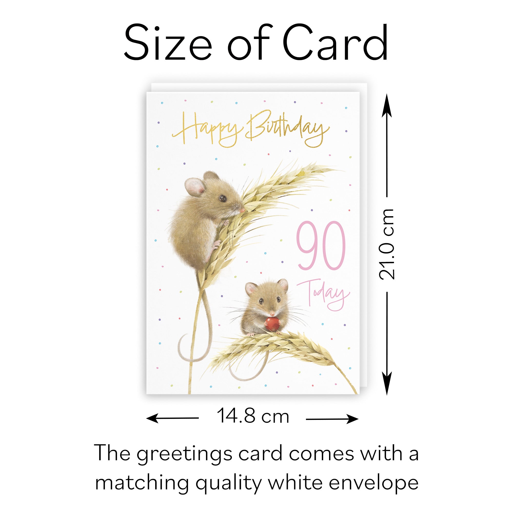 Female 90th Gold Foil Birthday Card Harvest Mice Milo's Gallery - Default Title (B0DG33DLCZ)