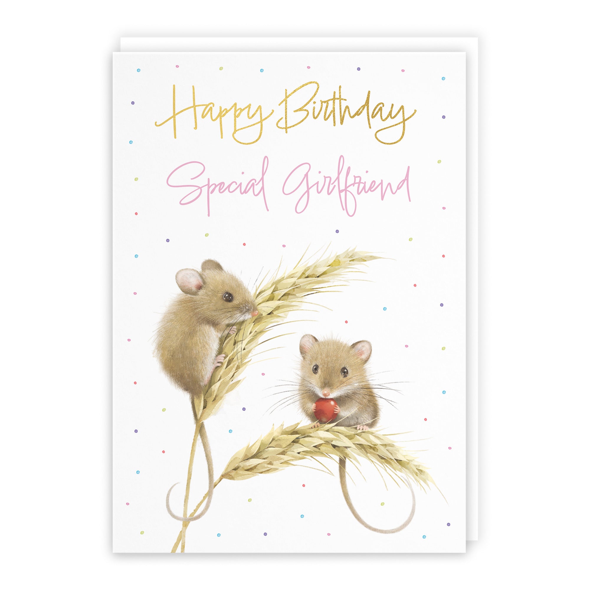 Girlfriend Gold Foil Birthday Card Harvest Mice Milo's Gallery - Default Title (B0DG33LSDR)