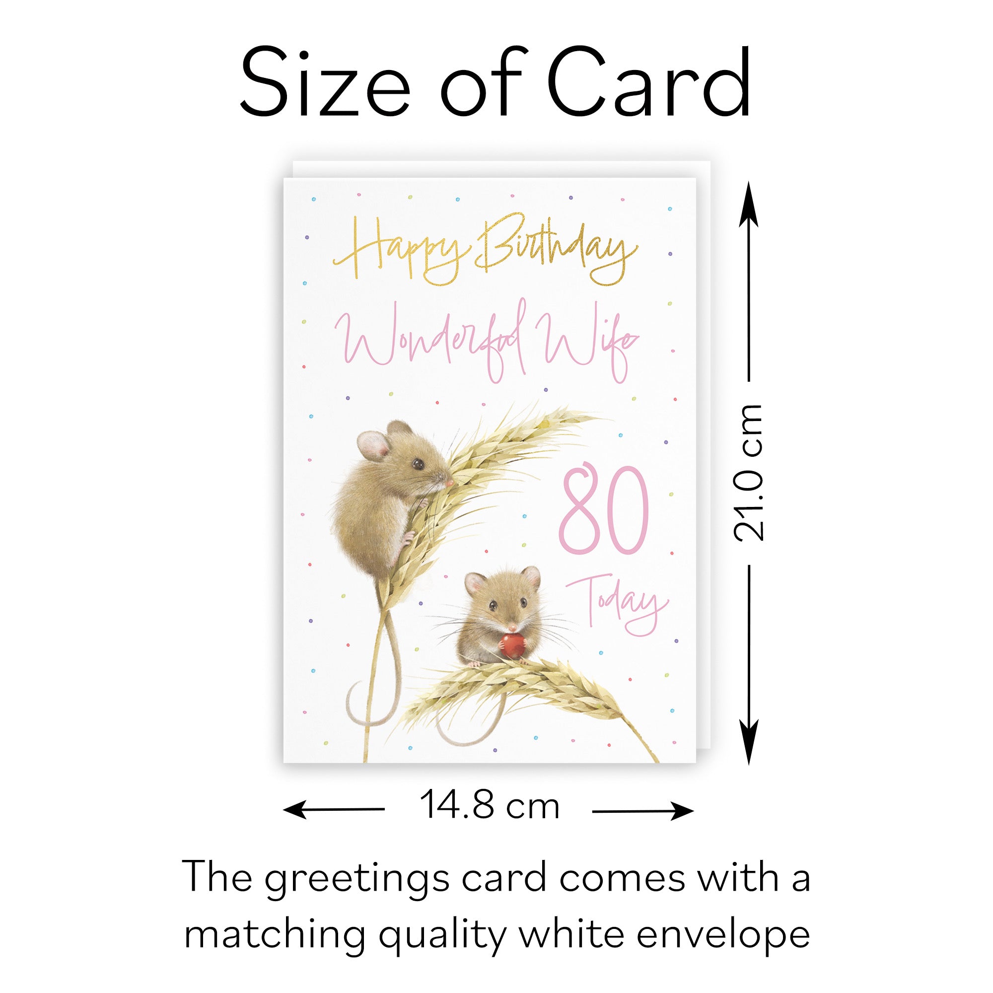 80th Wife Gold Foil Birthday Card Harvest Mice Milo's Gallery - Default Title (B0DG33ZJ24)