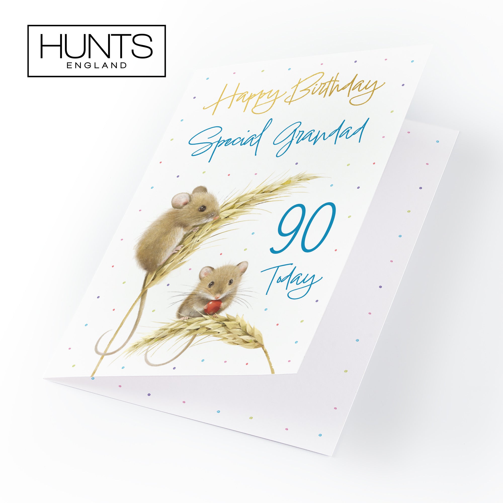 90th Grandad Gold Foil Birthday Card Harvest Mice Milo's Gallery - Default Title (B0DG34YCZ1)