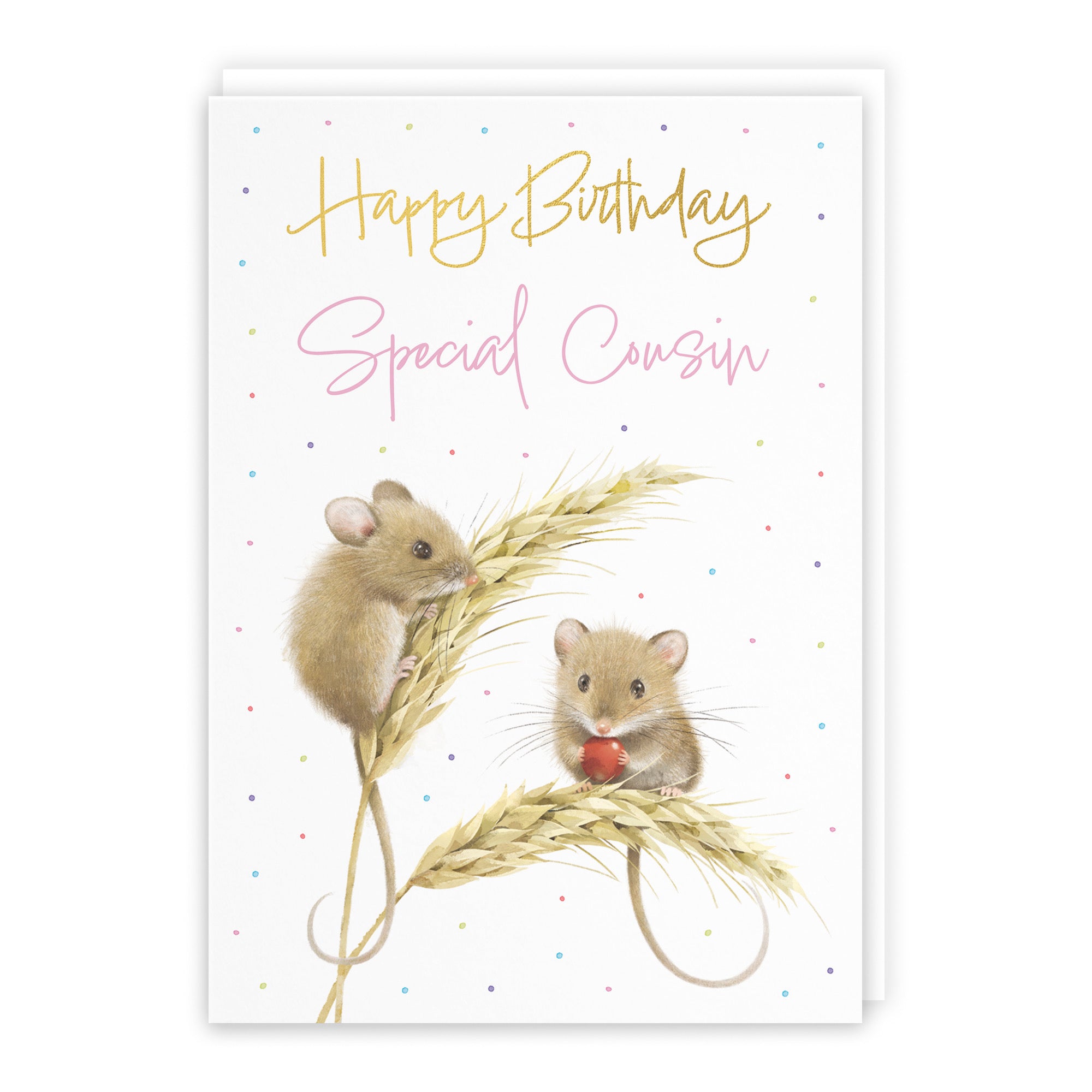 Female Cousin Gold Foil Birthday Card Harvest Mice Milo's Gallery - Default Title (B0DG34ZSB2)