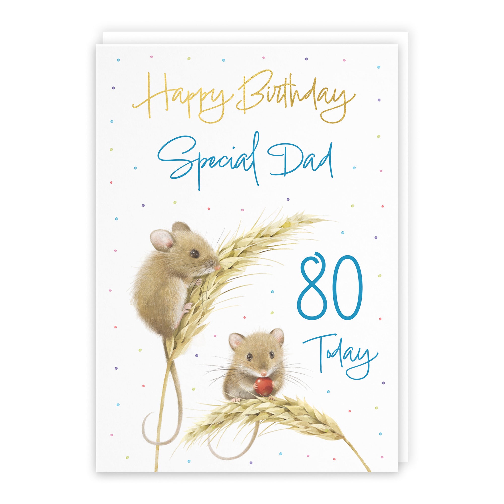 80th Dad Gold Foil Birthday Card Harvest Mice Milo's Gallery - Default Title (B0DG352PVQ)