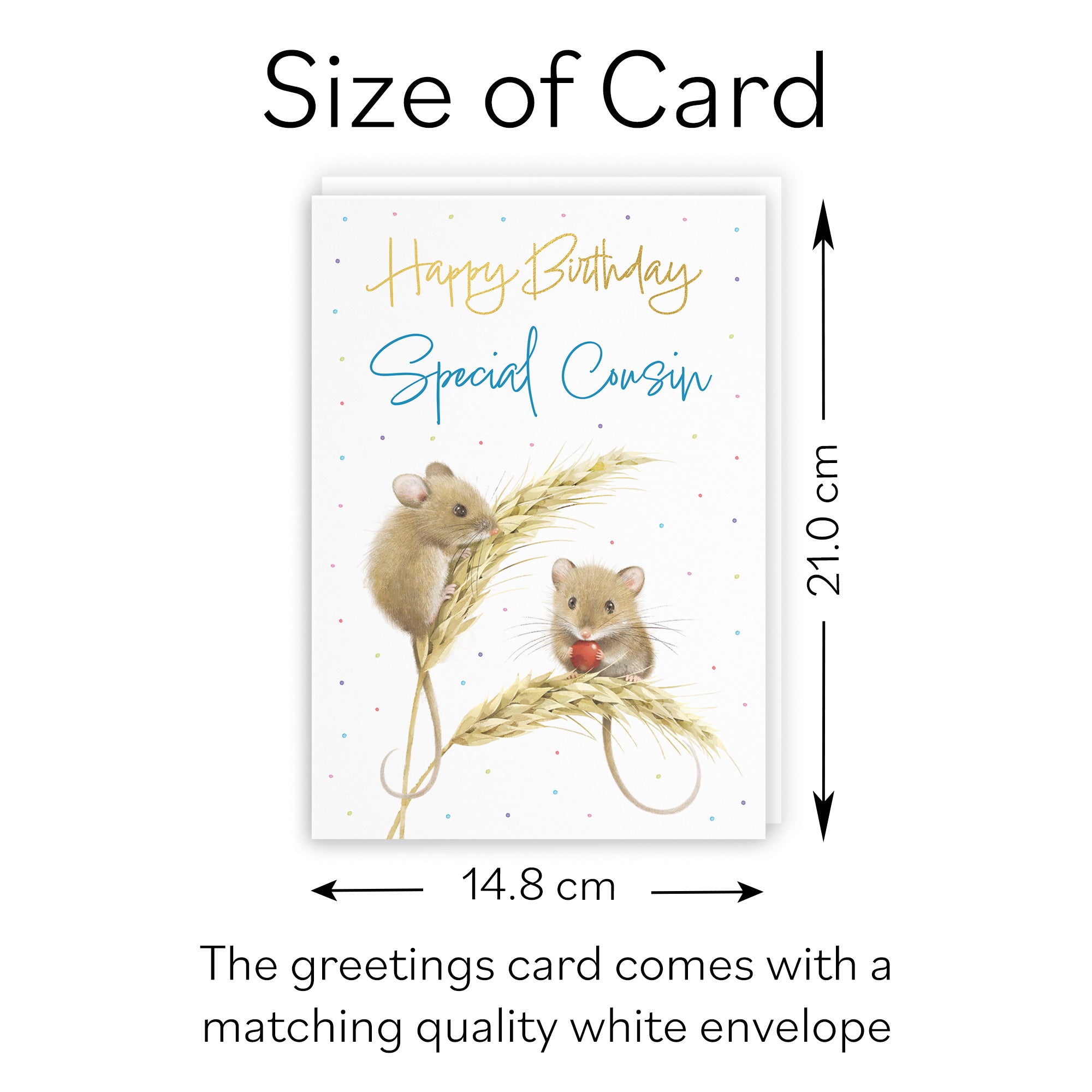 Male Cousin Gold Foil Birthday Card Harvest Mice Milo's Gallery - Default Title (B0DG35374W)