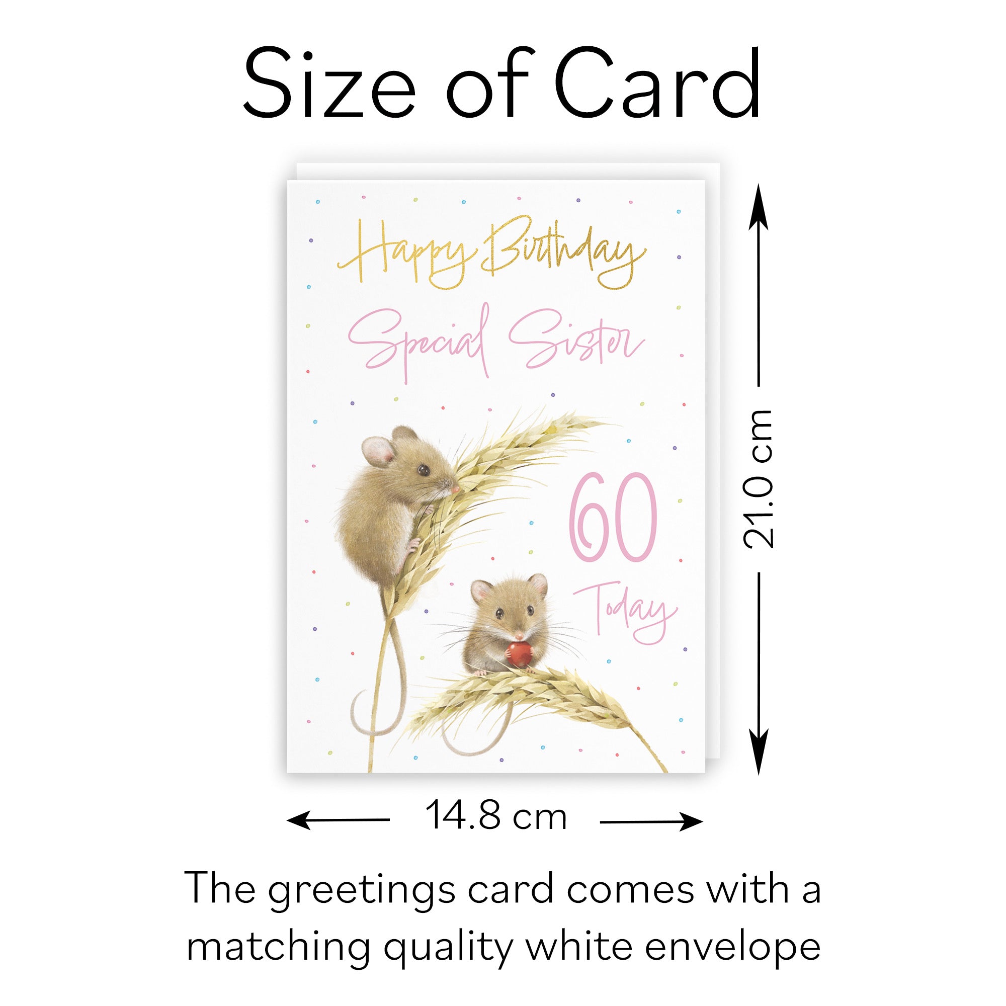 60th Sister Gold Foil Birthday Card Harvest Mice Milo's Gallery - Default Title (B0DG359NC4)