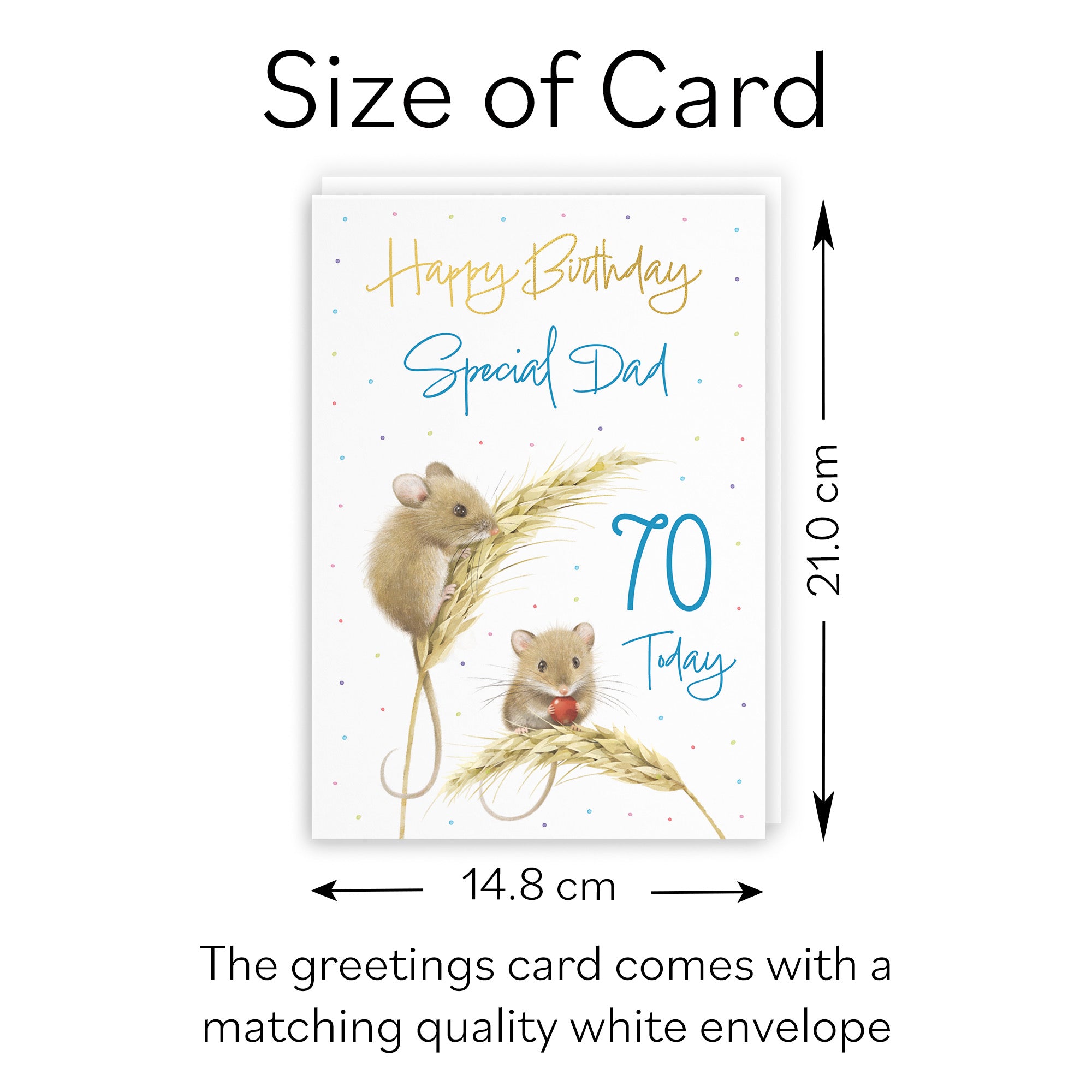 70th Dad Gold Foil Birthday Card Harvest Mice Milo's Gallery - Default Title (B0DG35BJXW)