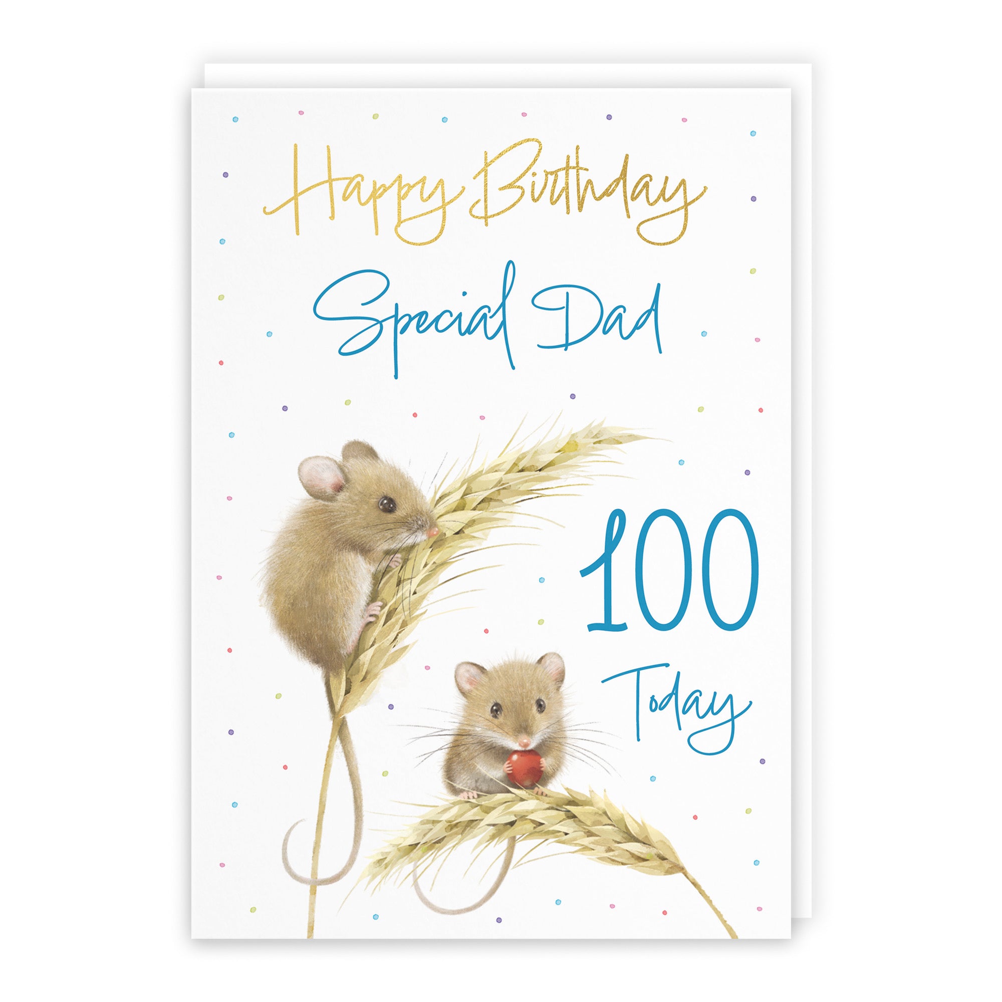 100th Dad Gold Foil Birthday Card Harvest Mice Milo's Gallery - Default Title (B0DG35DZCF)