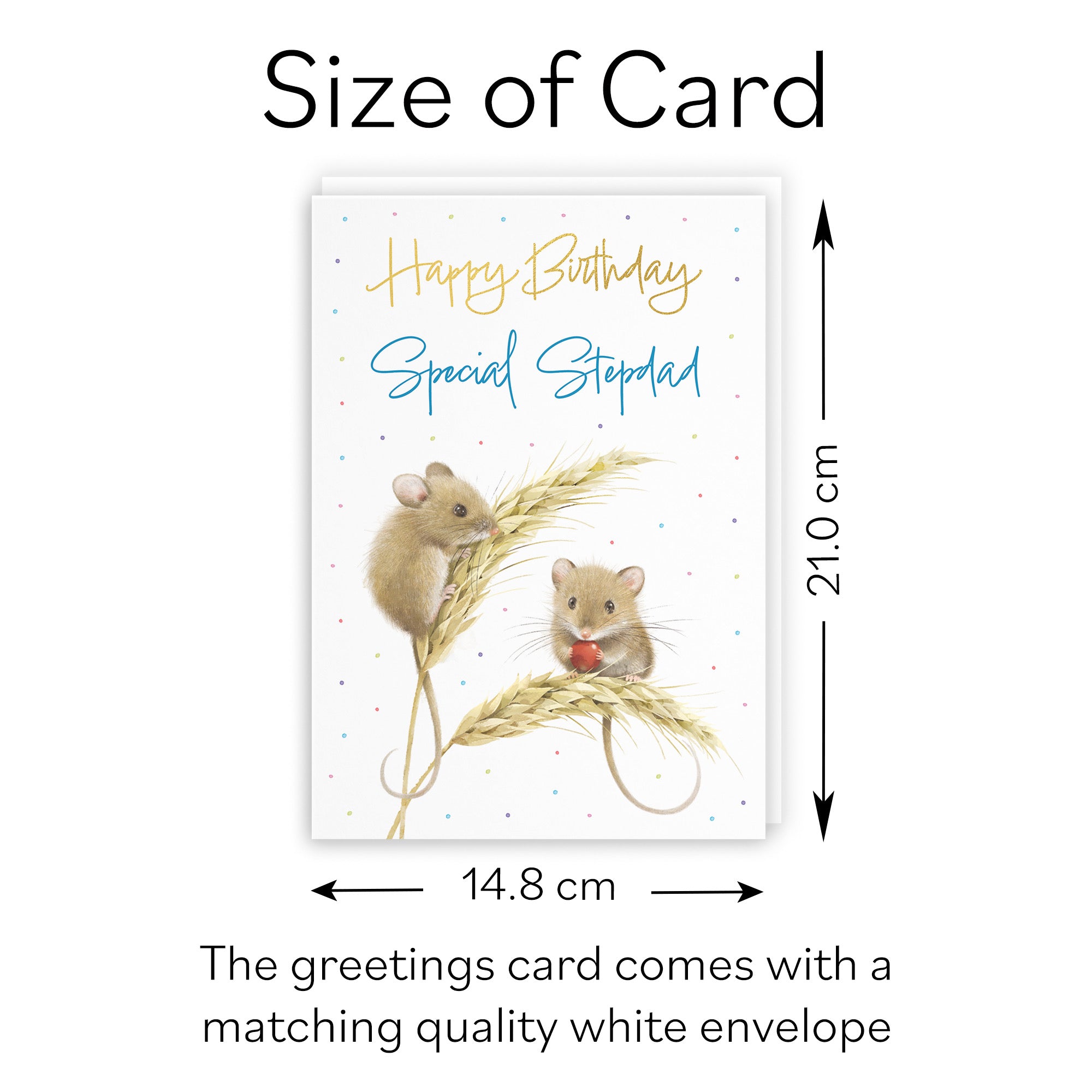 Stepdad Gold Foil Birthday Card Harvest Mice Milo's Gallery - Default Title (B0DG35FCTS)