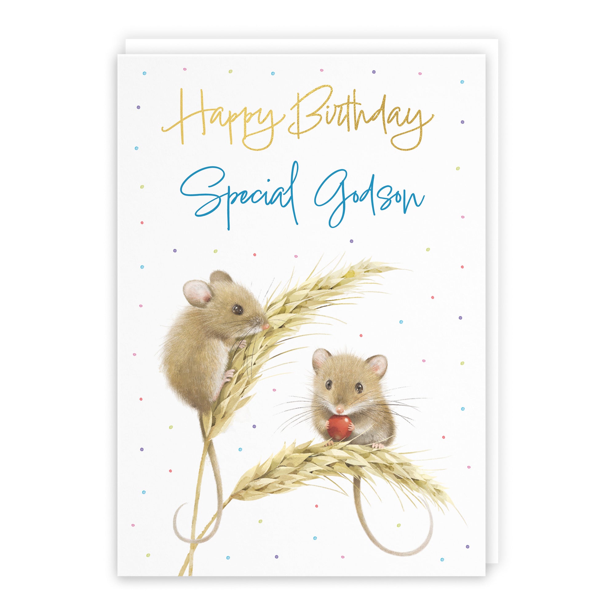 Godson Gold Foil Birthday Card Harvest Mice Milo's Gallery - Default Title (B0DG35K3F7)