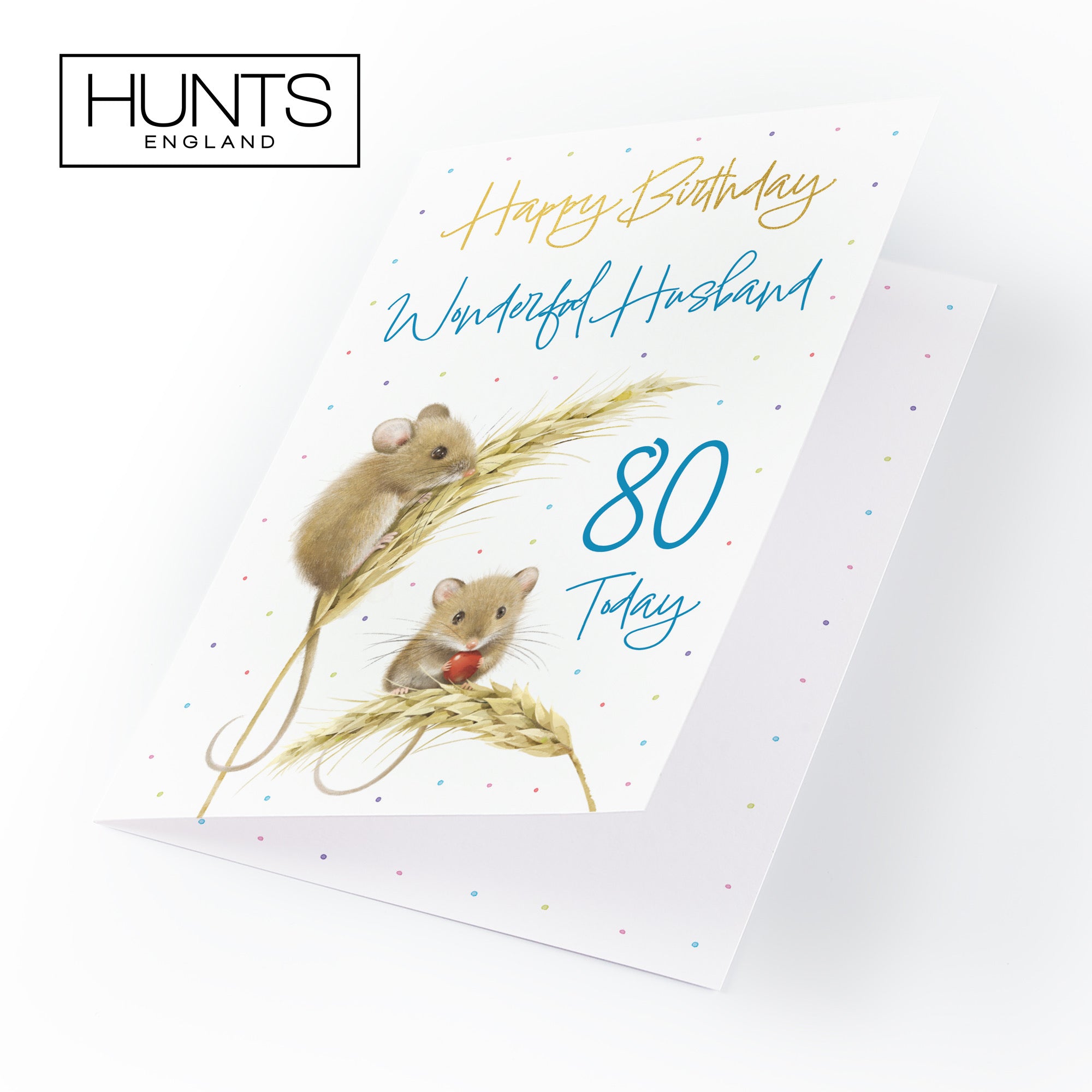 80th Husband Gold Foil Birthday Card Harvest Mice Milo's Gallery - Default Title (B0DG35RSTW)