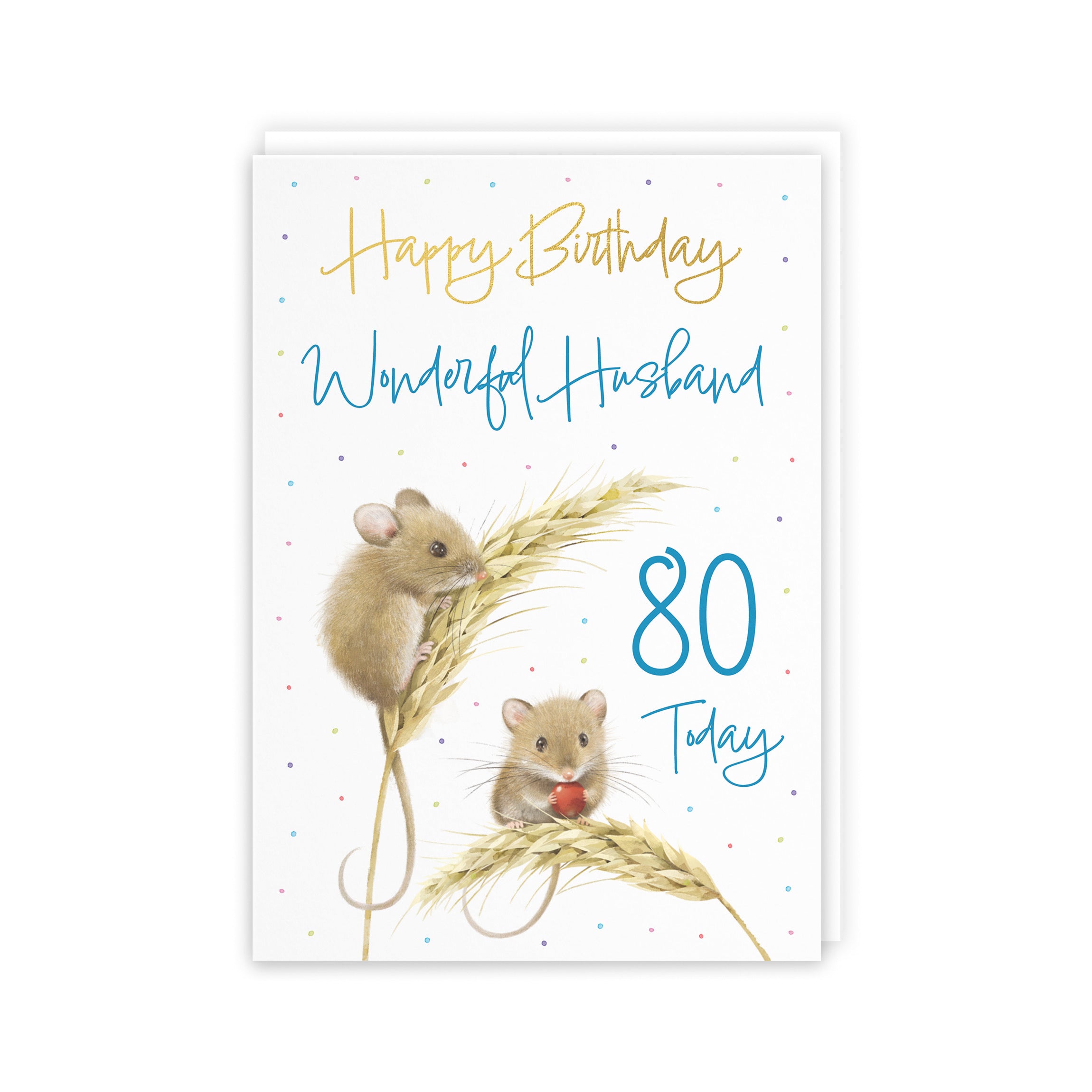 80th Husband Gold Foil Birthday Card Harvest Mice Milo's Gallery - Default Title (B0DG35RSTW)