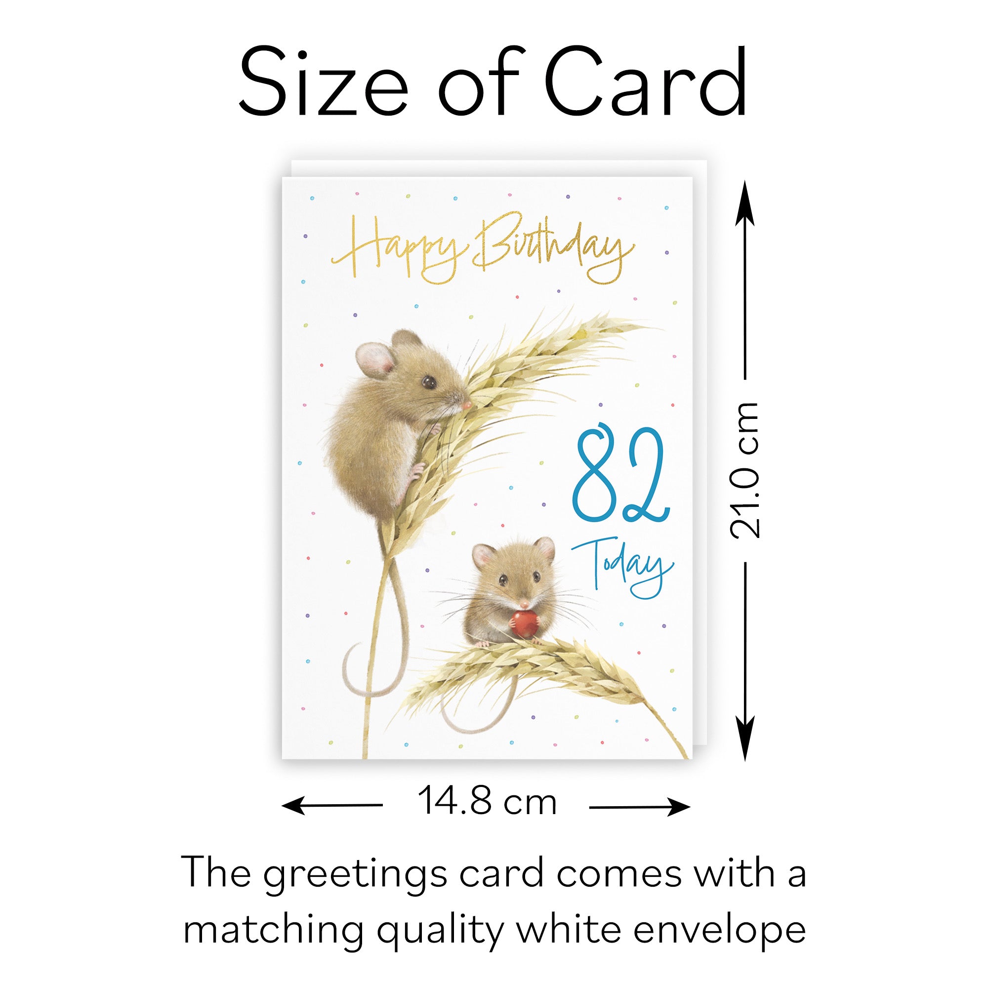 Male 82nd Gold Foil Birthday Card Harvest Mice Milo's Gallery - Default Title (B0DG35XCSS)