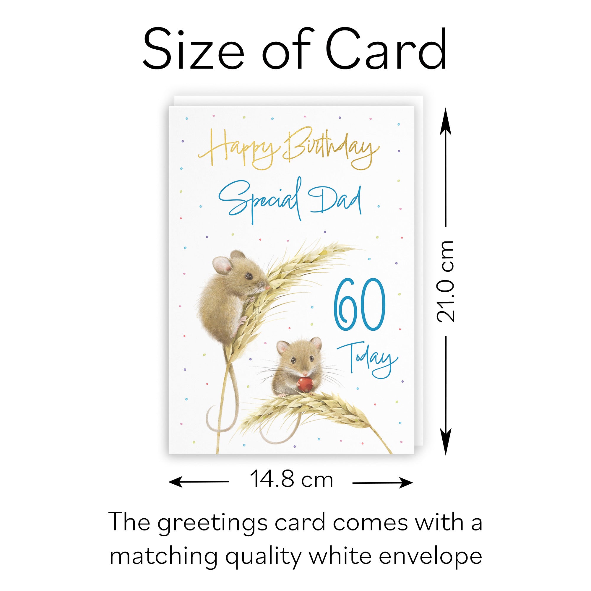 60th Dad Gold Foil Birthday Card Harvest Mice Milo's Gallery - Default Title (B0DG36LP3Q)