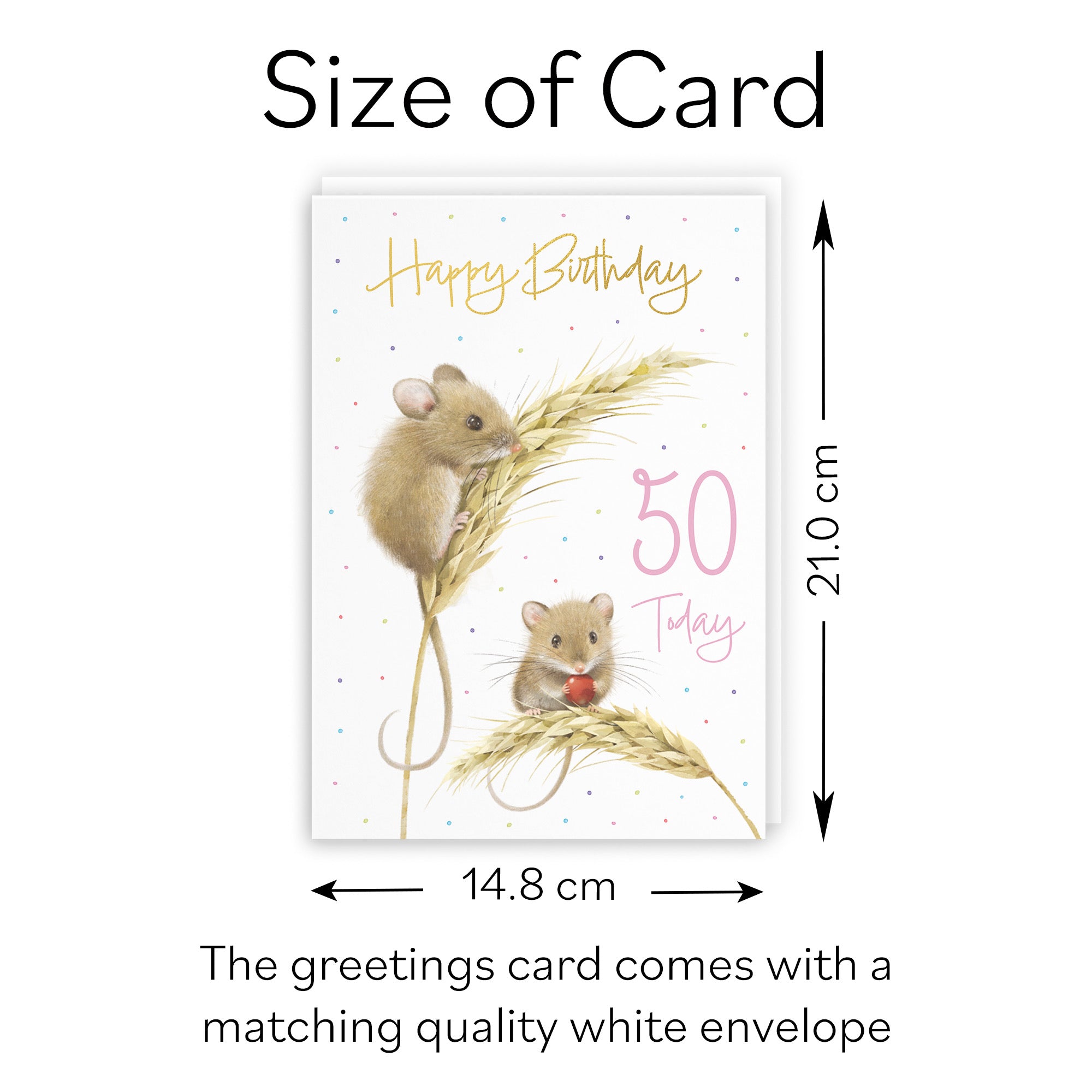 Female 50th Gold Foil Birthday Card Harvest Mice Milo's Gallery - Default Title (B0DG36QL36)