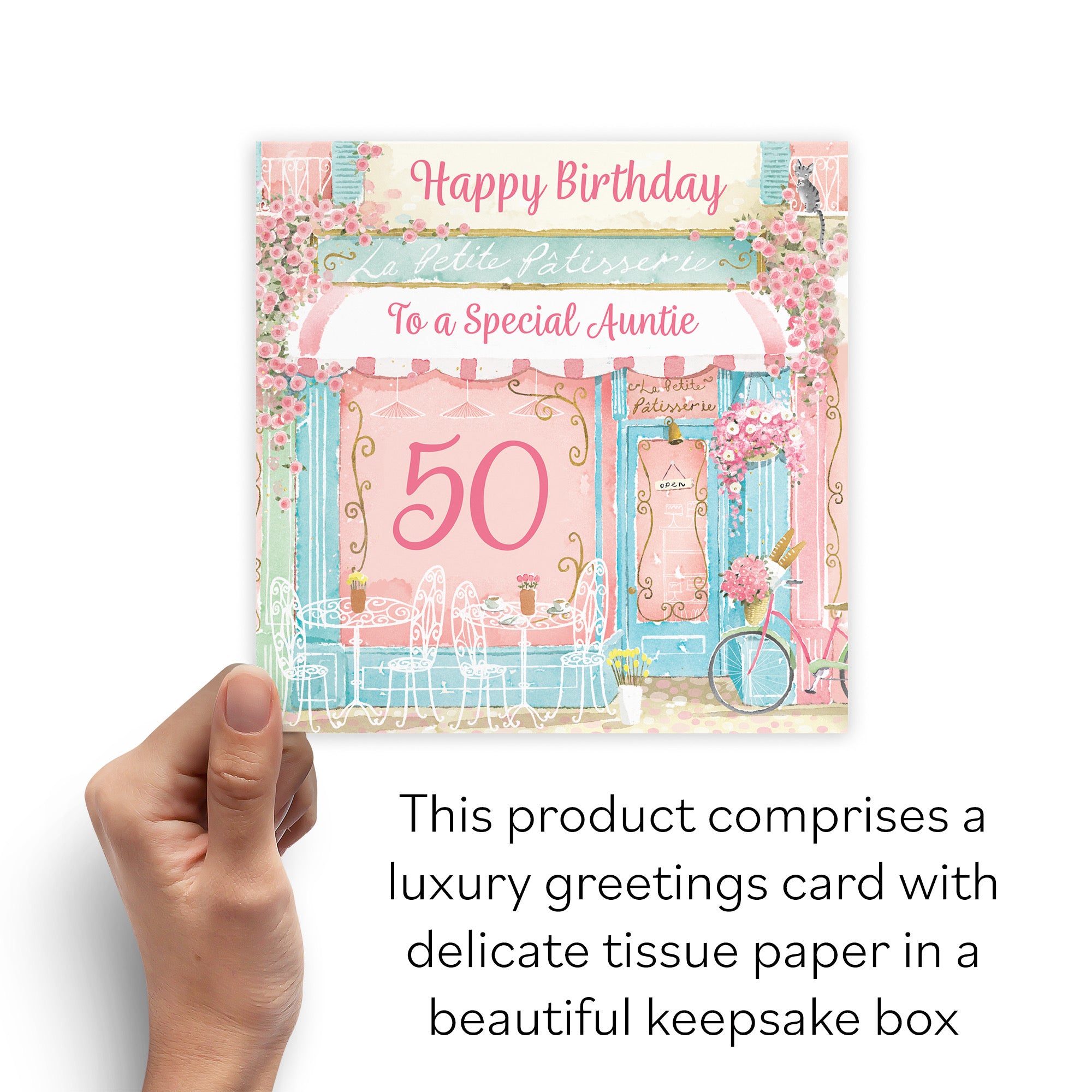 Boxed 50th Auntie La Petite Patisserie Birthday Card Milo's Gallery - Default Title (B0DGJ9RV3P)