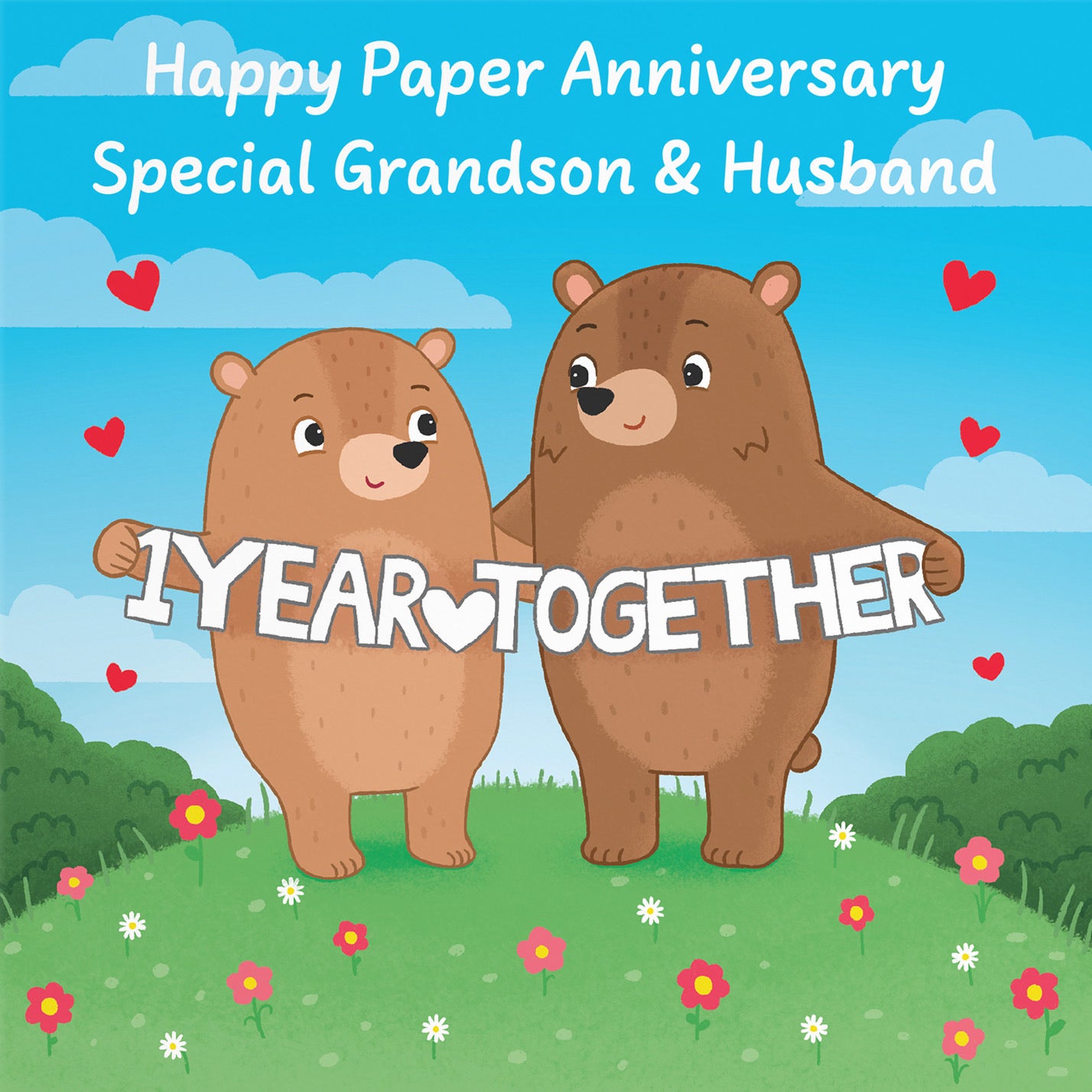 1st Grandson And Husband Anniversary Card Love Story - Default Title (B0DHW7PHCR)