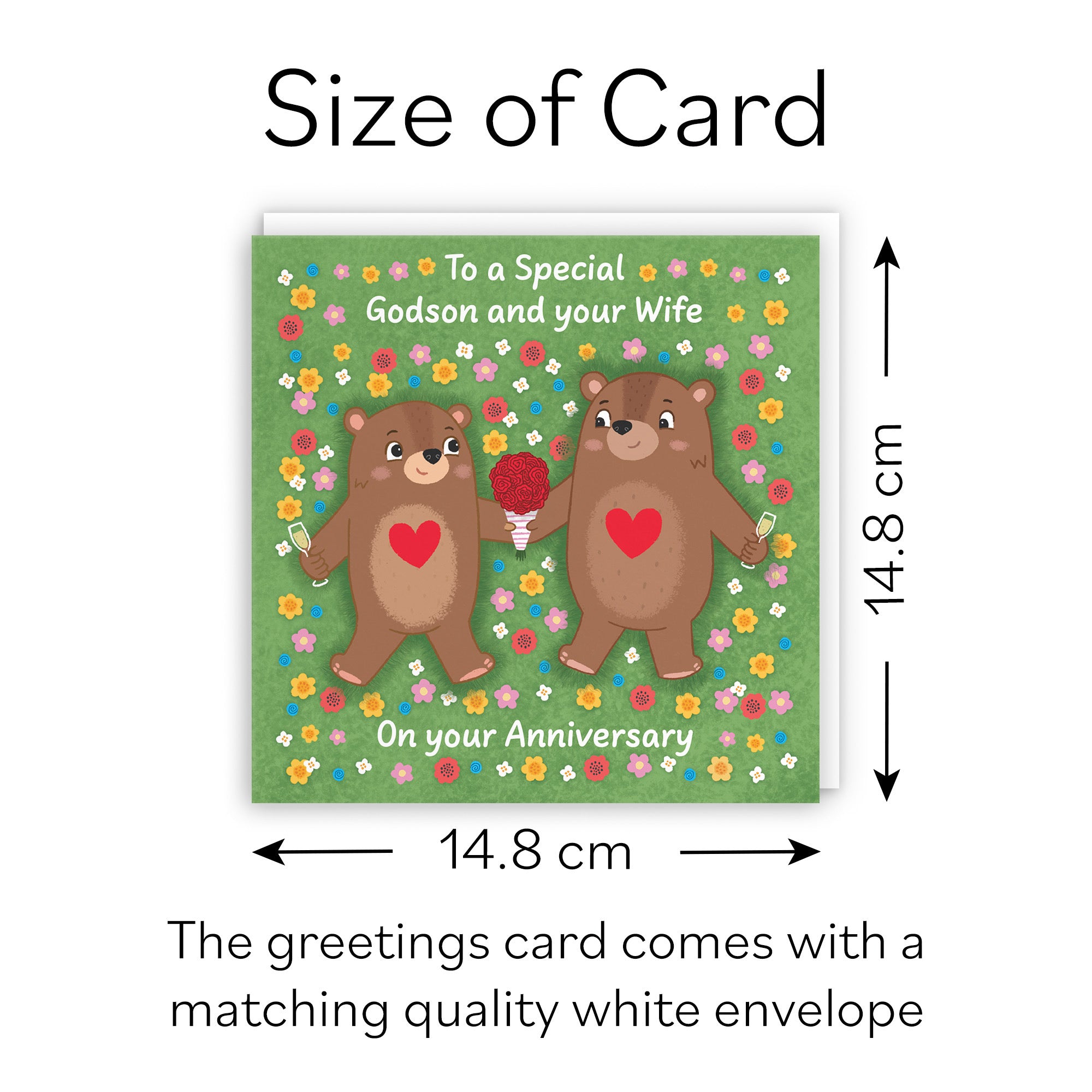 Godson And Wife Anniversary Card Flowery Bears Love Story - Default Title (B0DHW7PWC7)