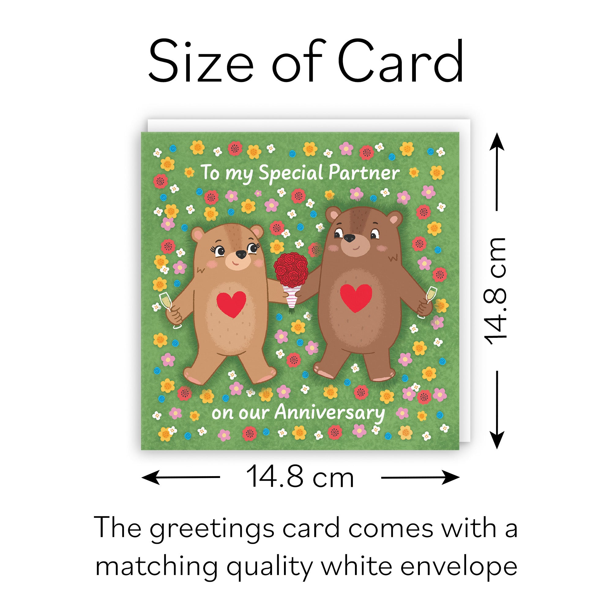 Partner Anniversary Card Flowery Bears Love Story - Default Title (B0DHW7V1GX)