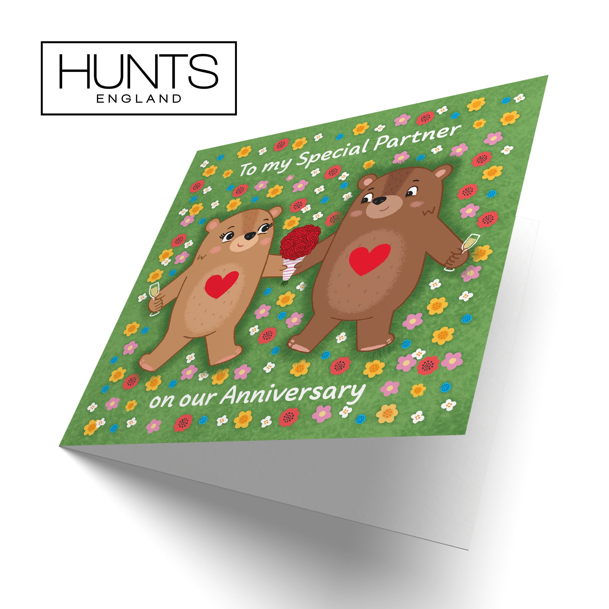 Partner Anniversary Card Flowery Bears Love Story - Default Title (B0DHW7V1GX)