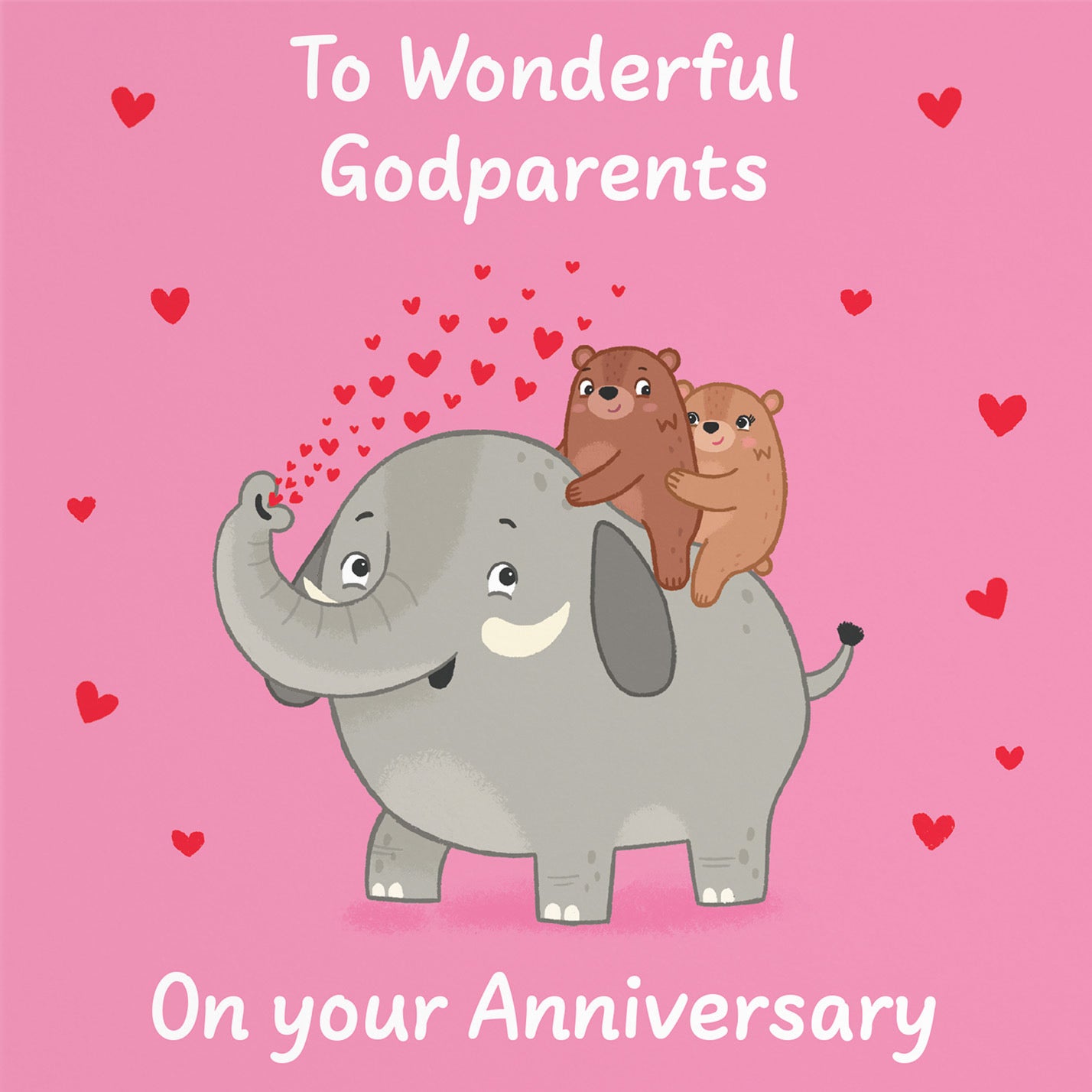 Godparents Anniversary Card Elephant Love Story - Default Title (B0DHW8F5MK)