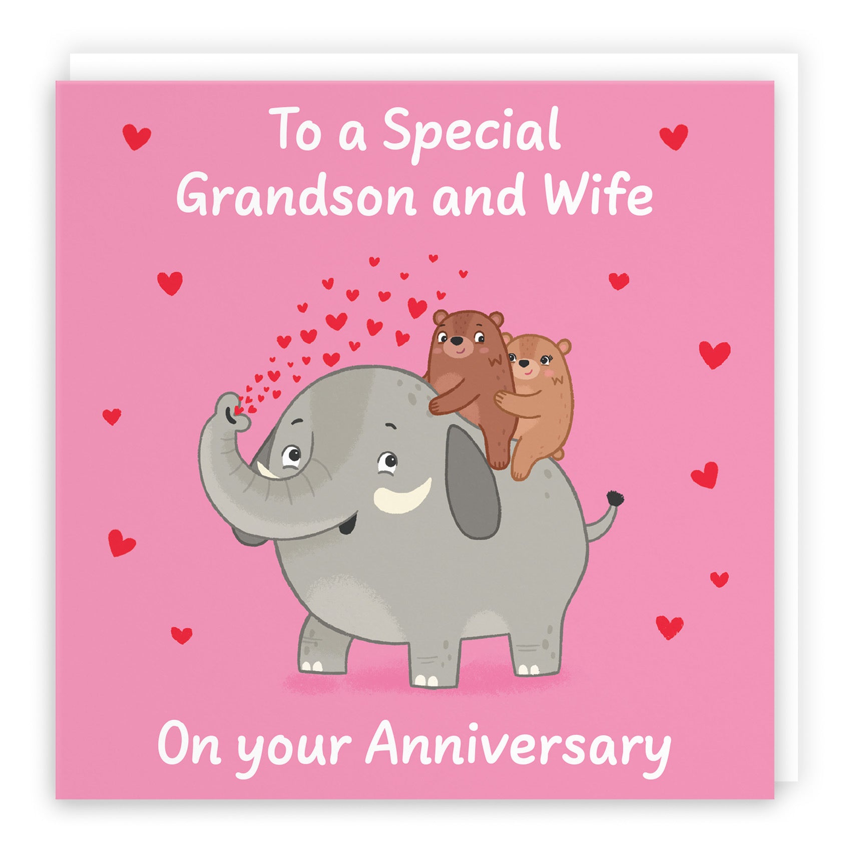 Grandson And Wife Anniversary Card Elephant Love Story - Default Title (B0DHW8L4TS)