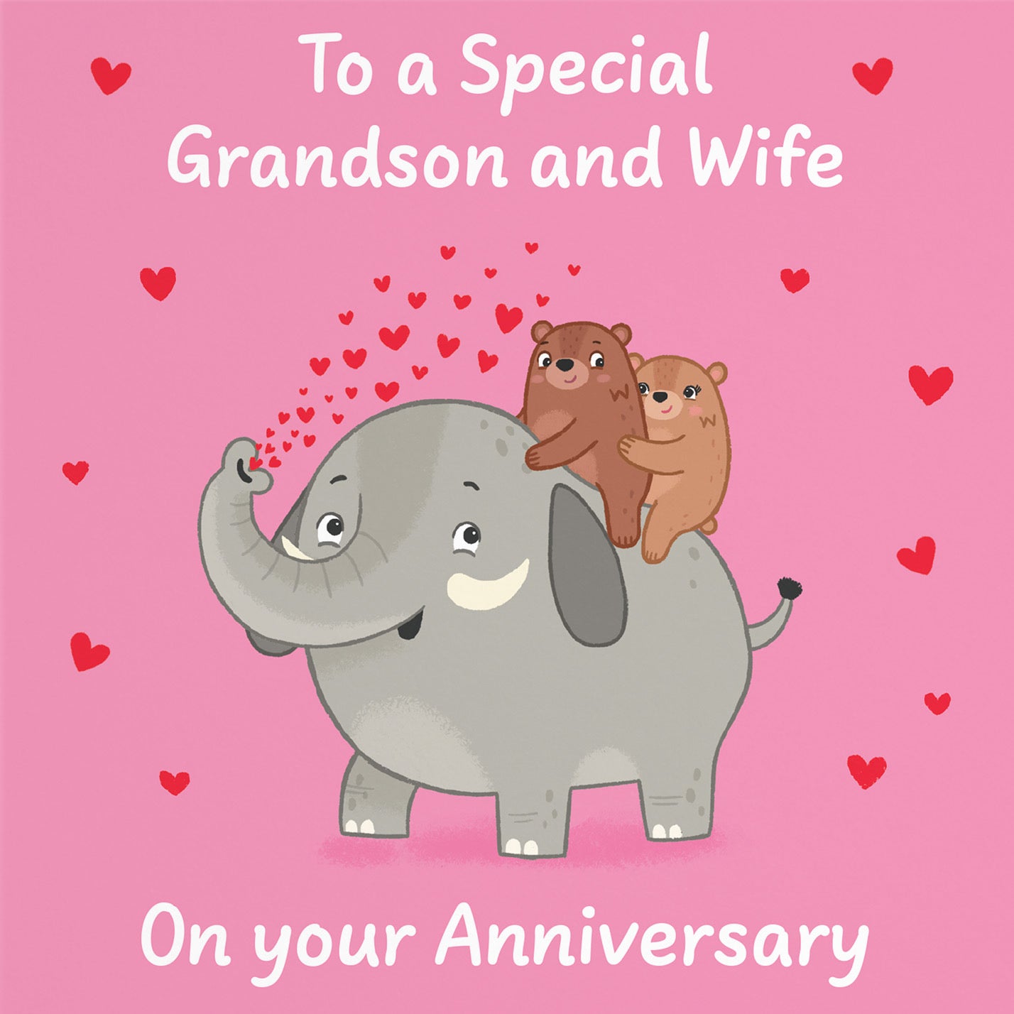 Grandson And Wife Anniversary Card Elephant Love Story - Default Title (B0DHW8L4TS)