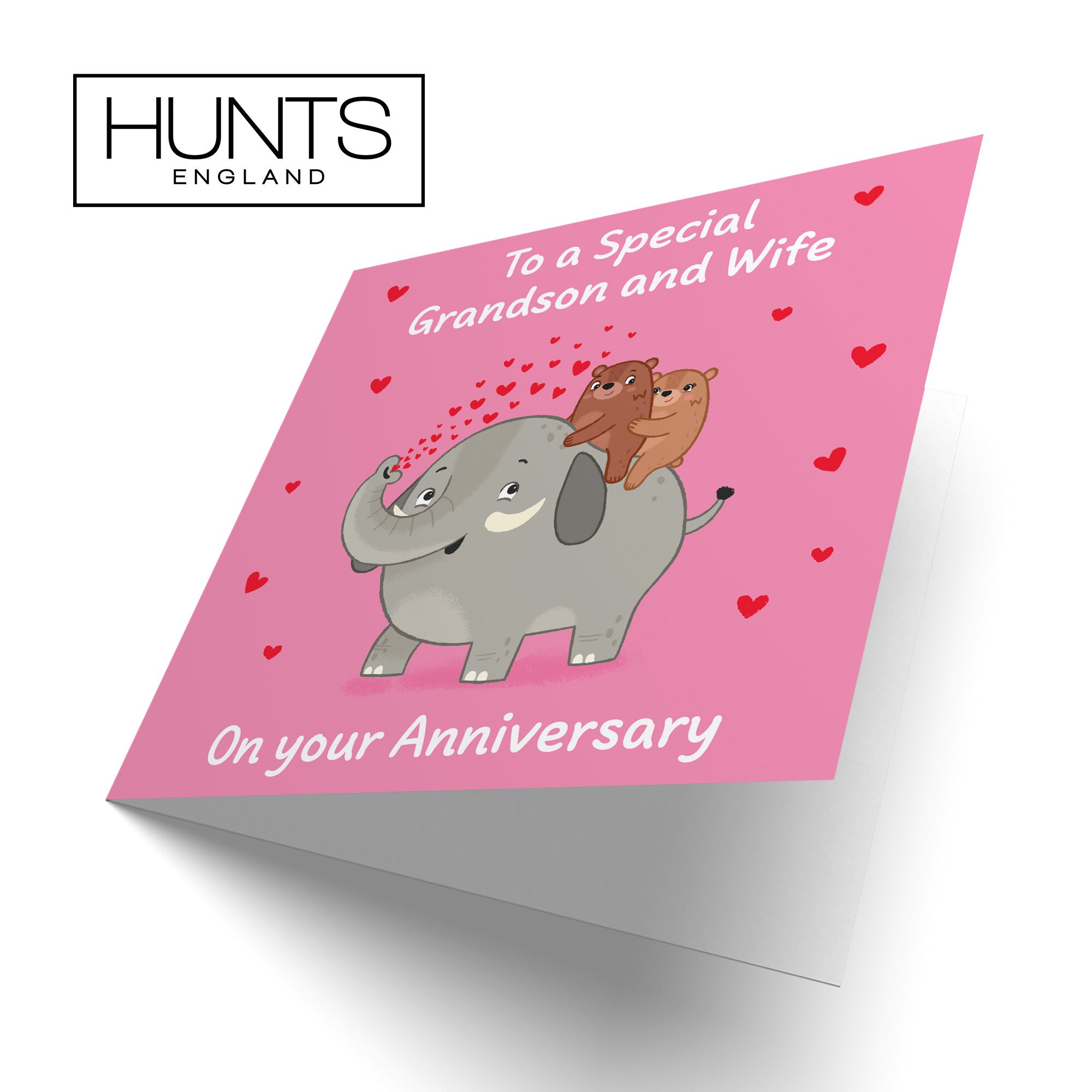 Grandson And Wife Anniversary Card Elephant Love Story - Default Title (B0DHW8L4TS)