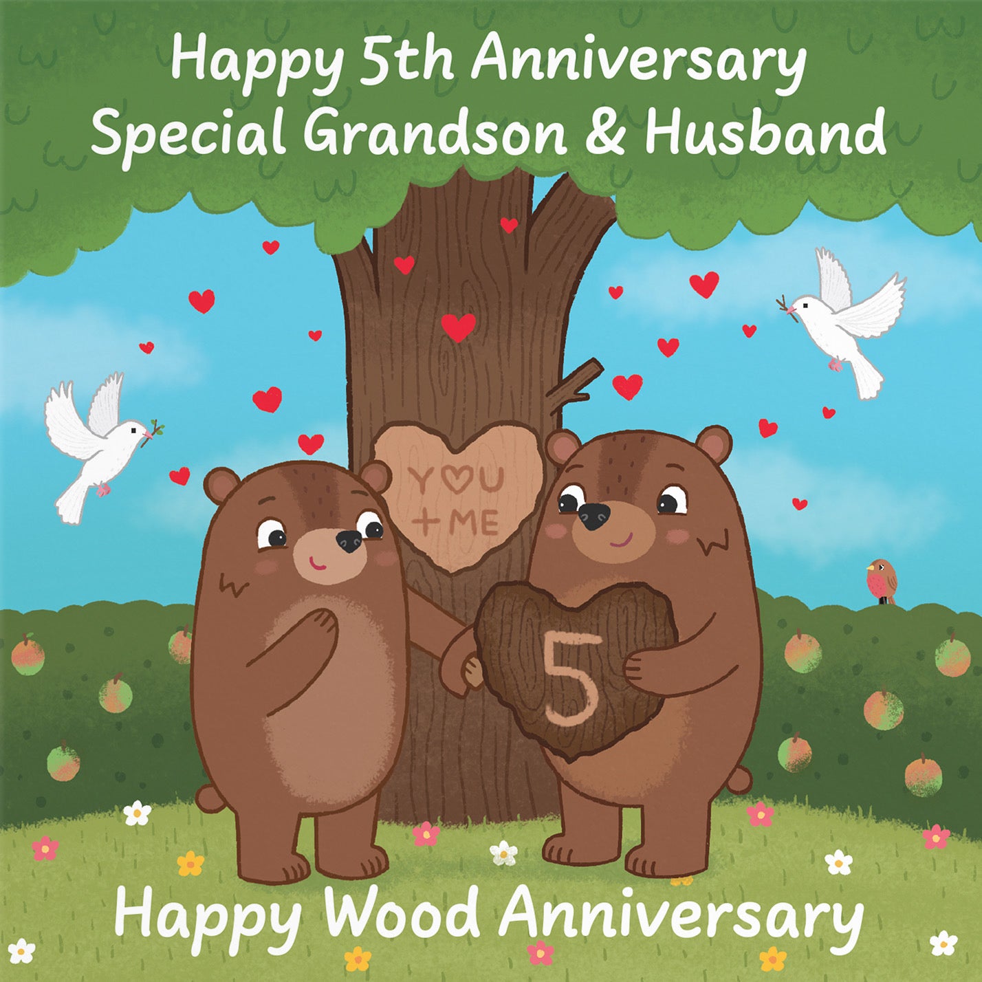 5th Grandson And Husband Anniversary Card Love Story - Default Title (B0DHW8QDQ4)